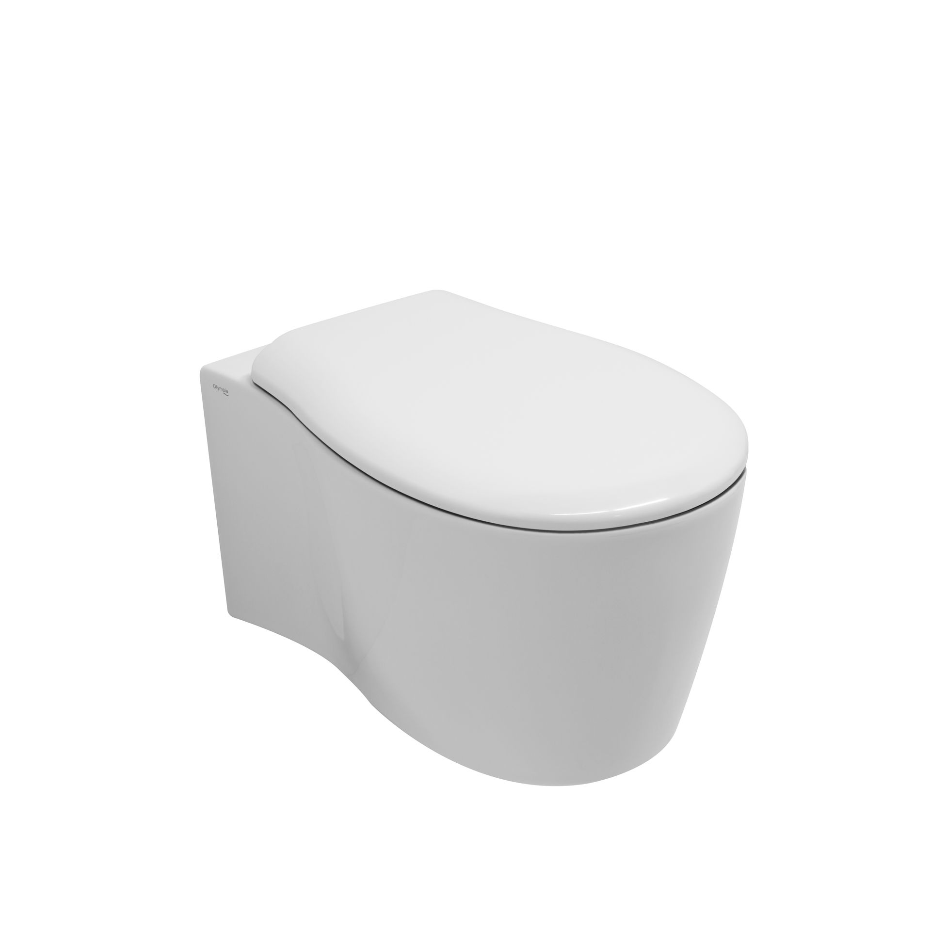 WC moderno bianco con coperchio chiuso su sfondo neutro