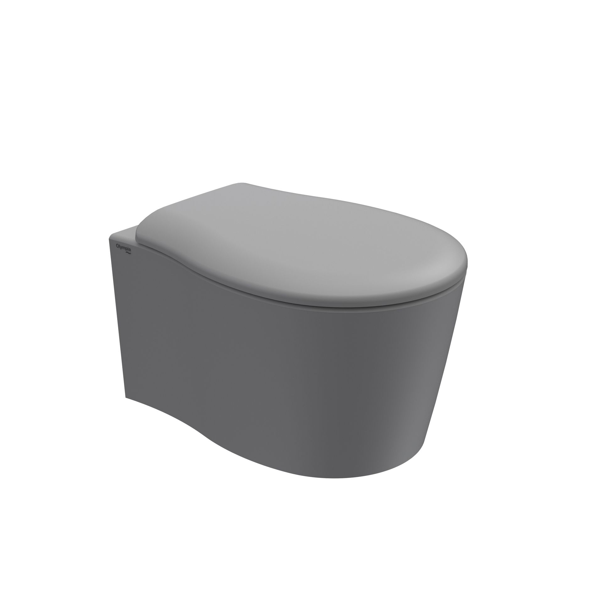 WC moderni di colore grigio su sfondo bianco.