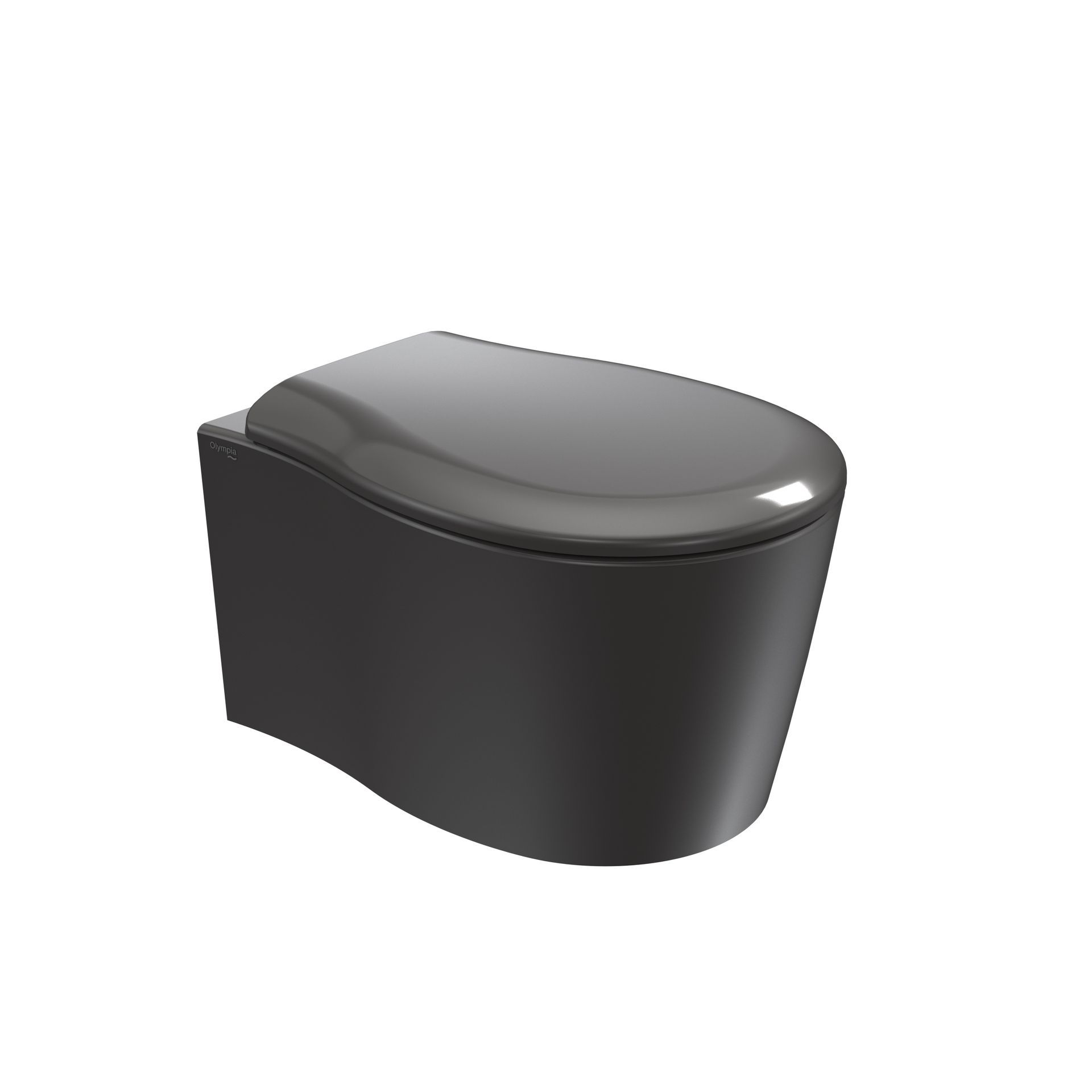 WC moderno nero con coperchio chiuso su sfondo bianco.