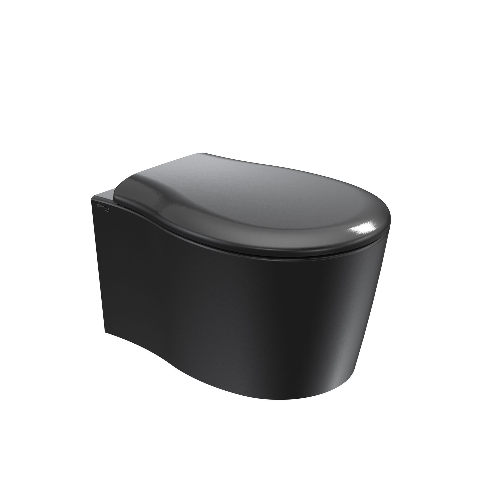 WC moderno nero con coperchio chiuso su sfondo bianco.