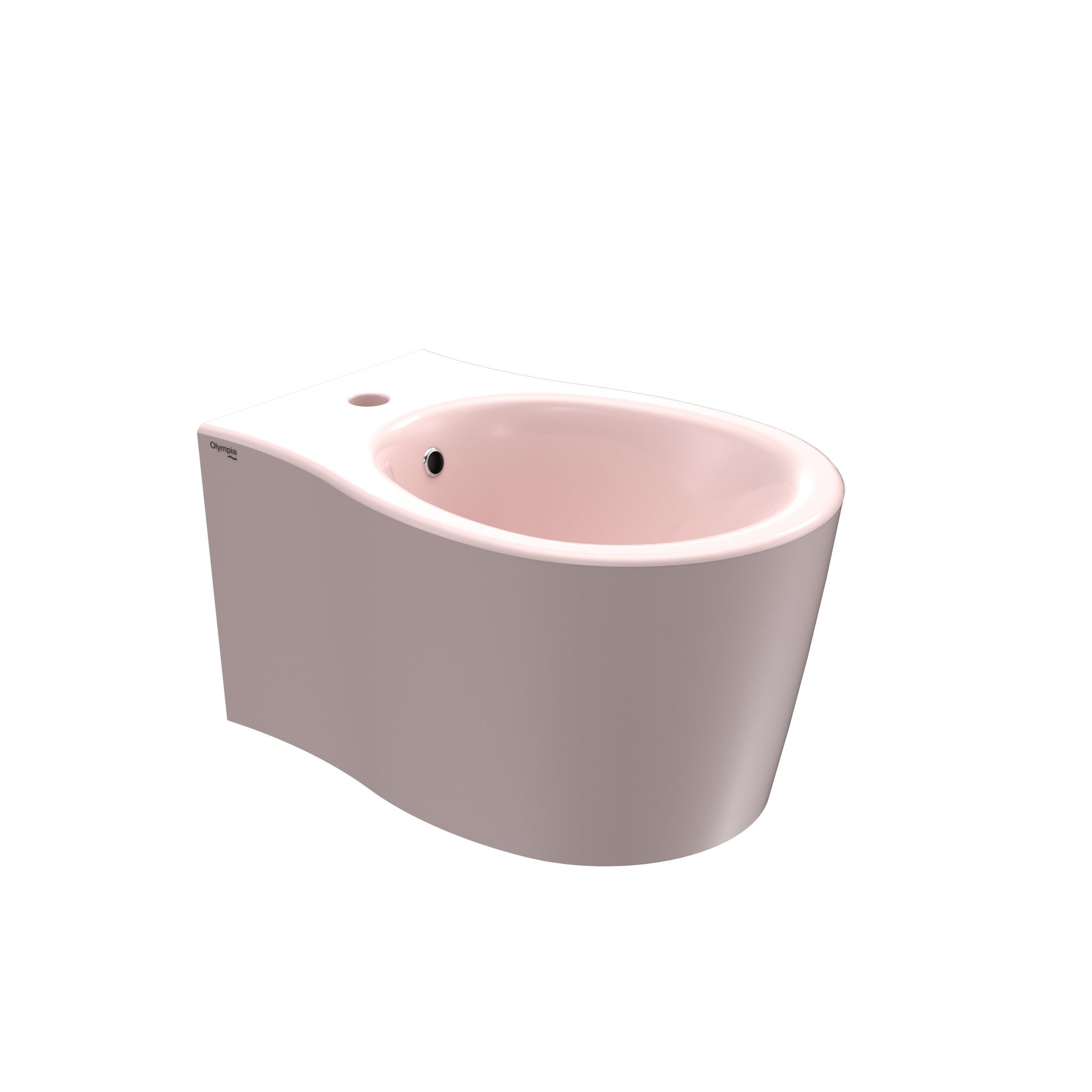 Bidet in ceramica rosa con lavabo ovale e foro per rubinetto singolo
