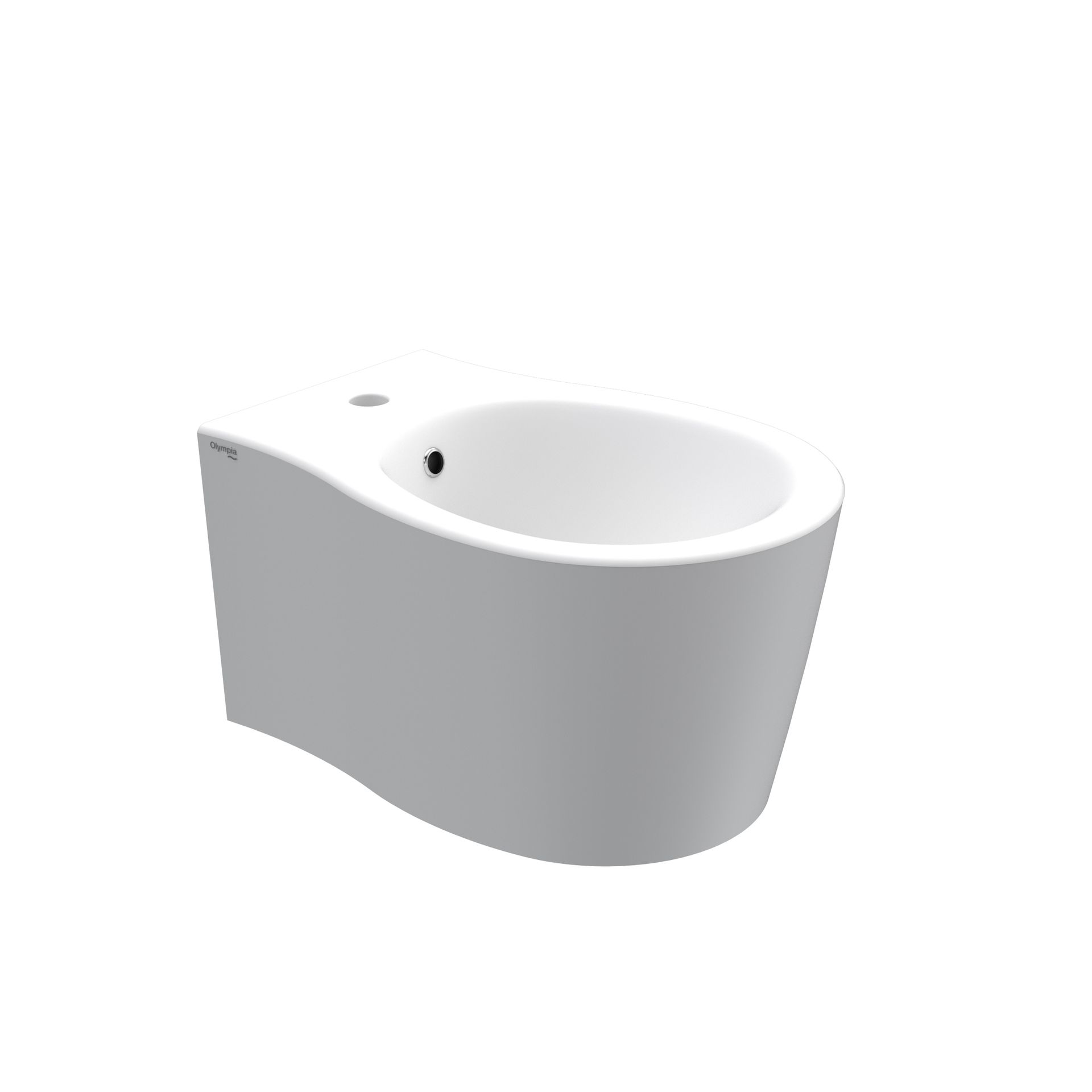 WC sospeso bianco con lavabo ovale su sfondo neutro.