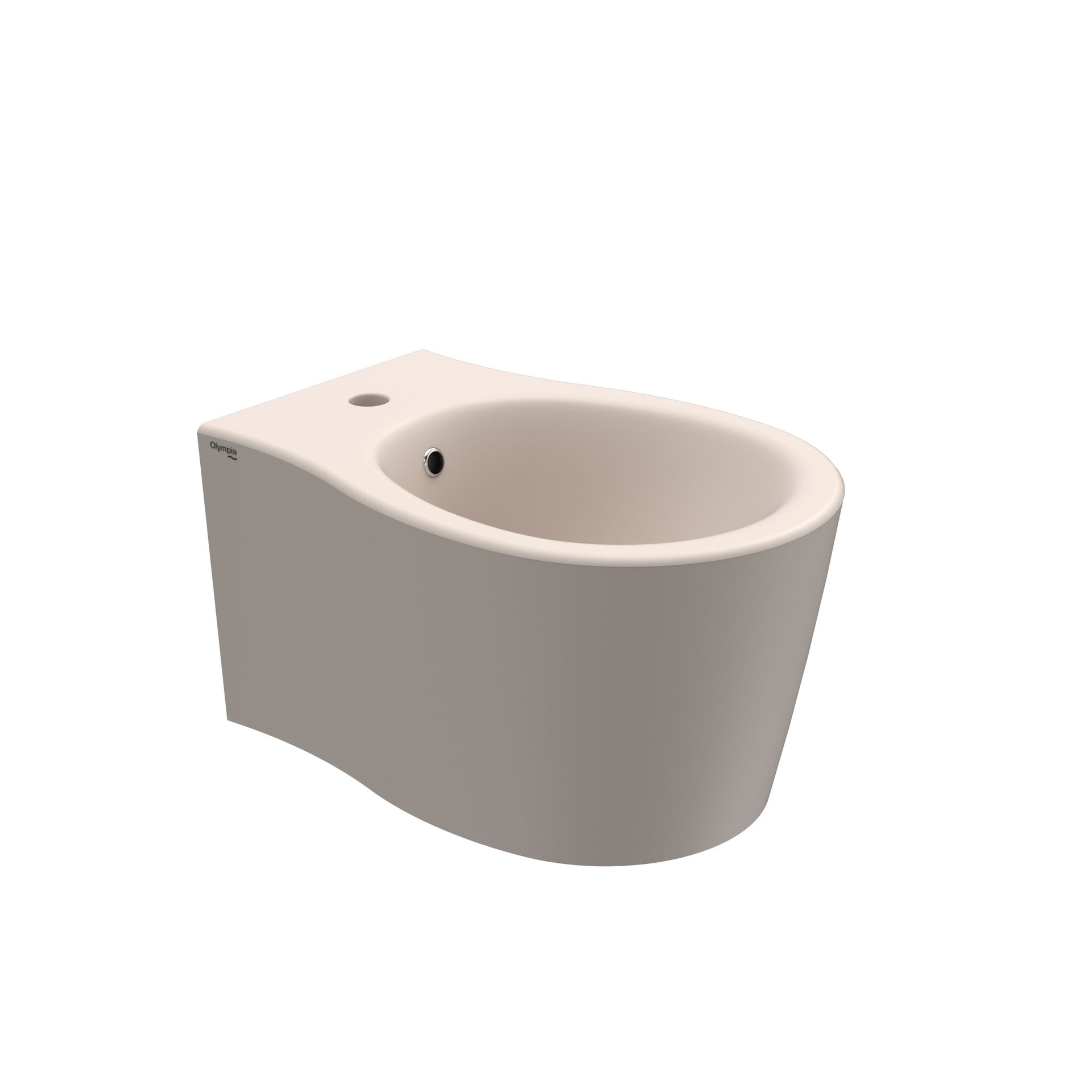 WC moderno in ceramica beige con tazza ovale su sfondo bianco.