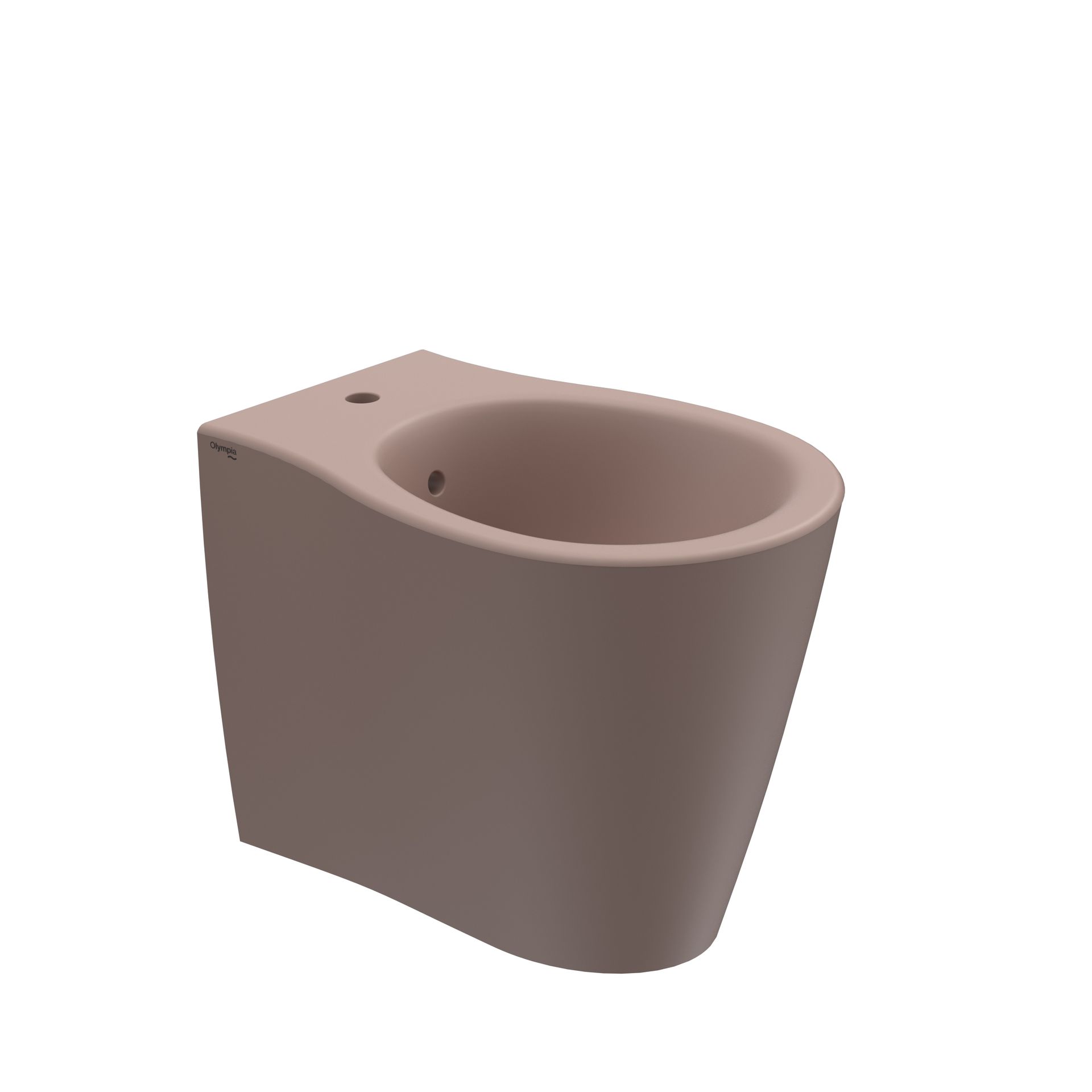 WC in ceramica marrone con sedile aperto, mostrato su sfondo bianco.