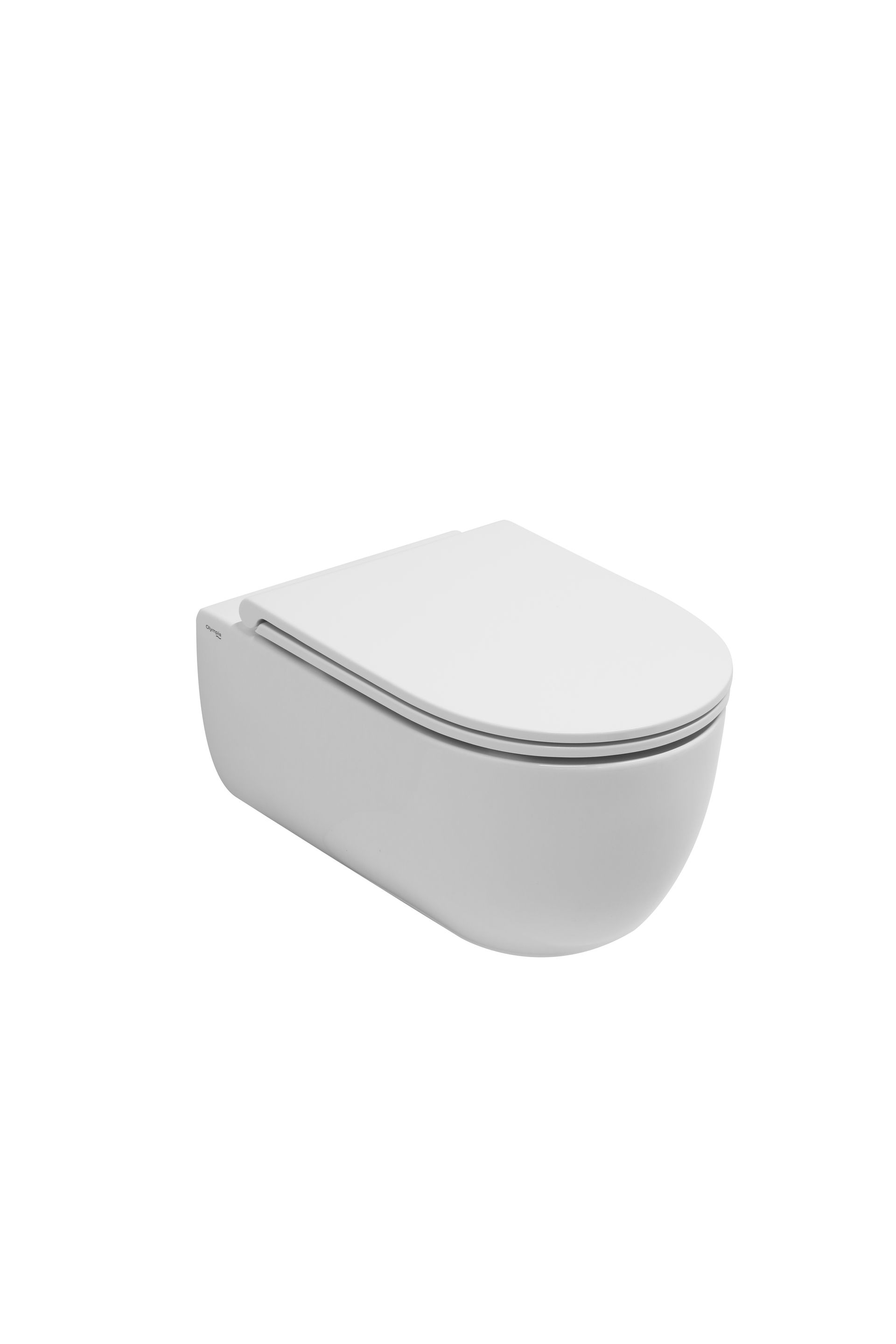 WC bianco sospeso con coperchio chiuso.