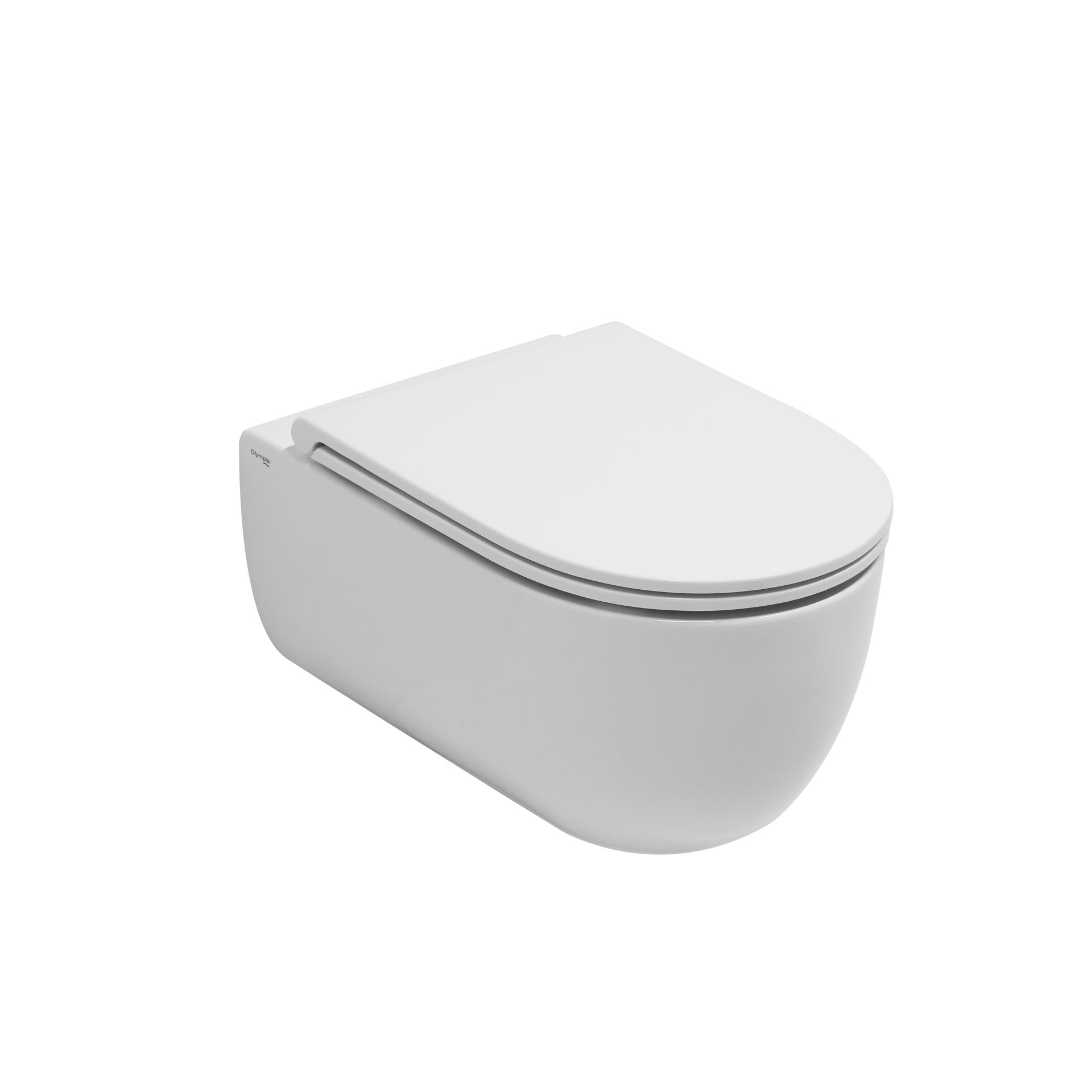 WC sospeso bianco con coperchio chiuso su sfondo neutro.