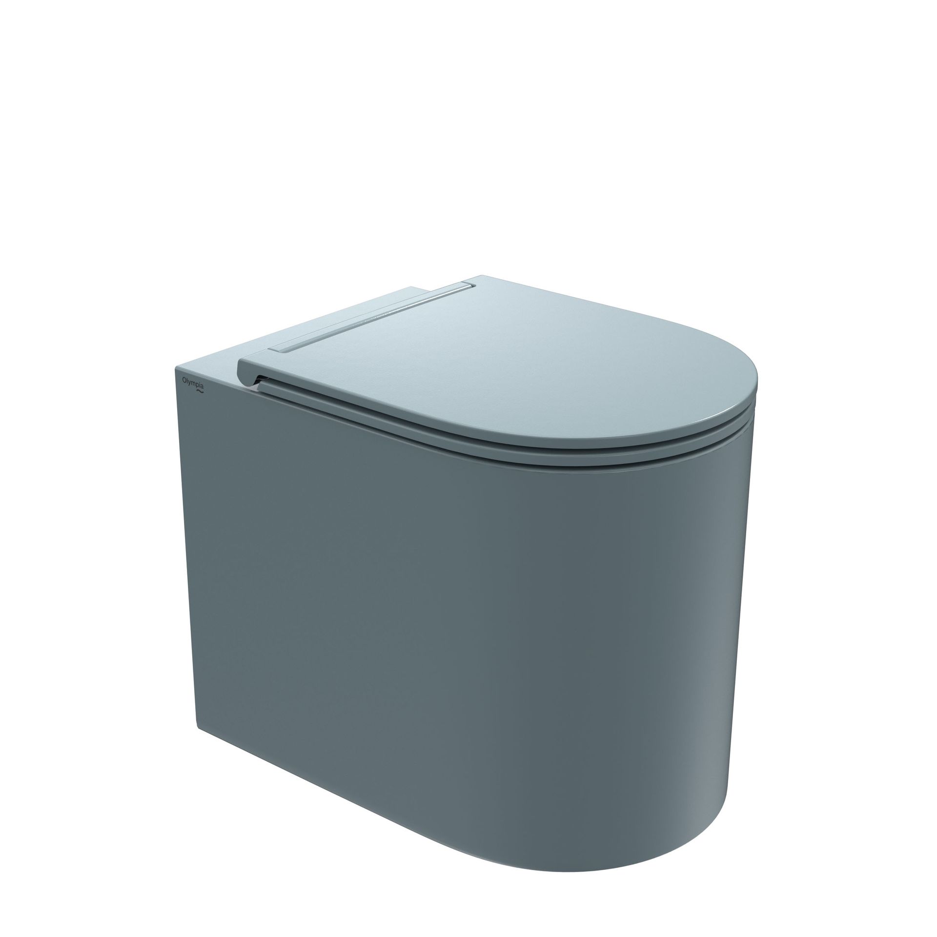 WC petrolio con coperchio chiuso, mostrato in una semplice rappresentazione 3D su sfondo bianco.