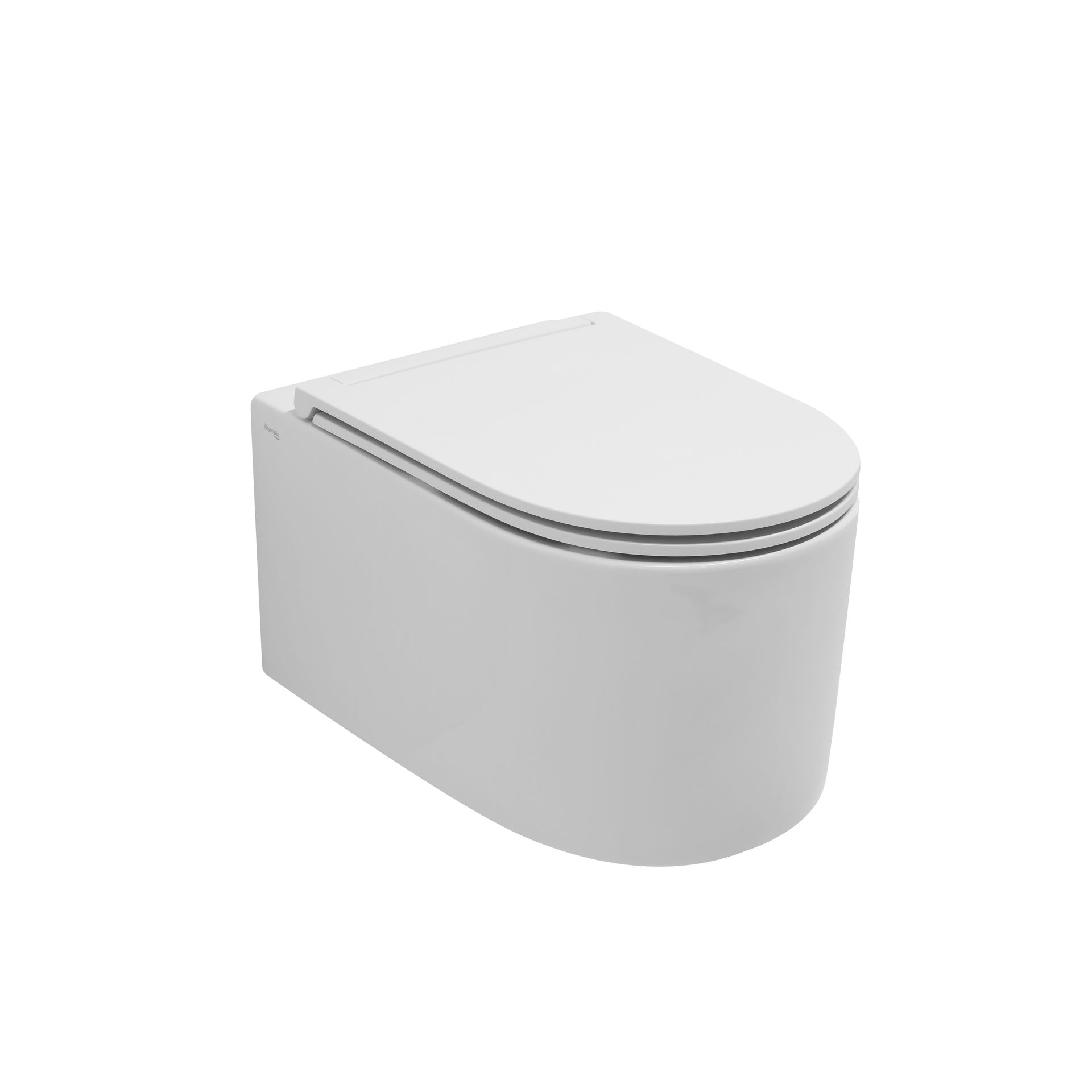 WC sospeso bianco con coperchio chiuso, mostrato su sfondo neutro.
