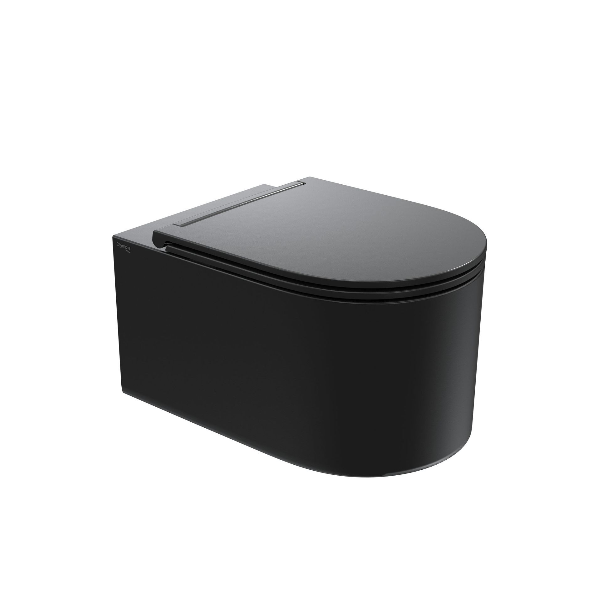 WC di colore nero con parte superiore grigia su sfondo bianco.