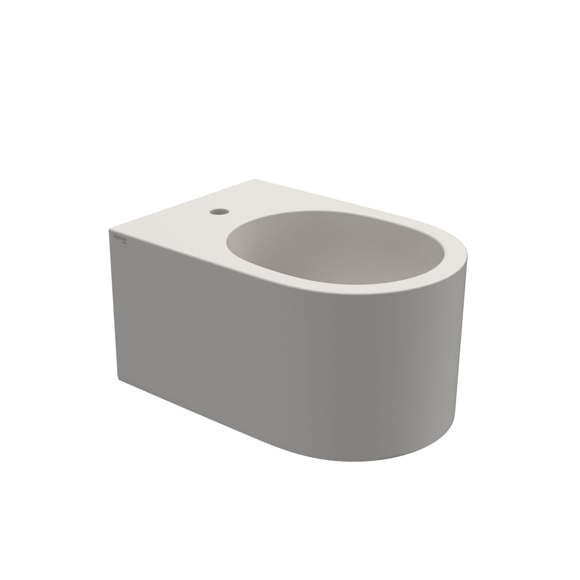 bidet con apertura ovale, di colore grigio, su sfondo bianco.