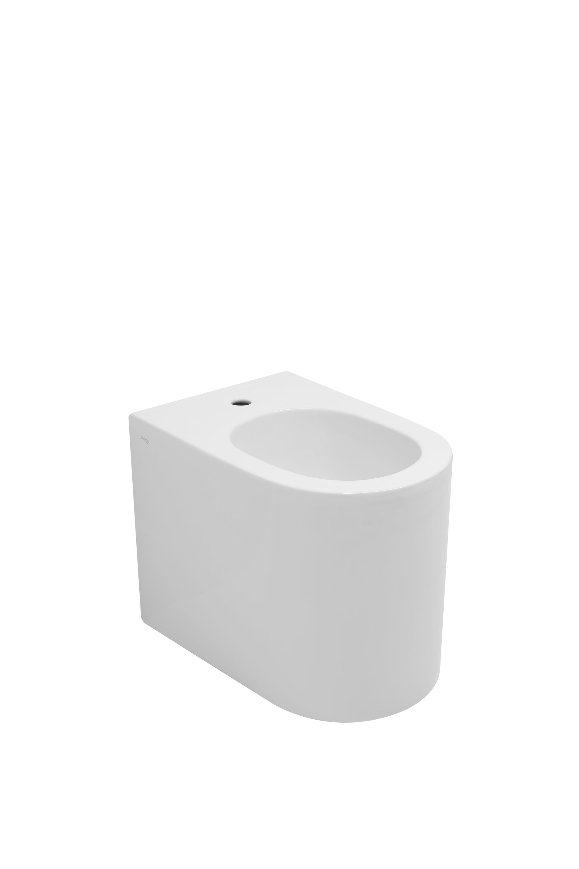 Bidet bianco moderno. Vaso ovale su base rettangolare.