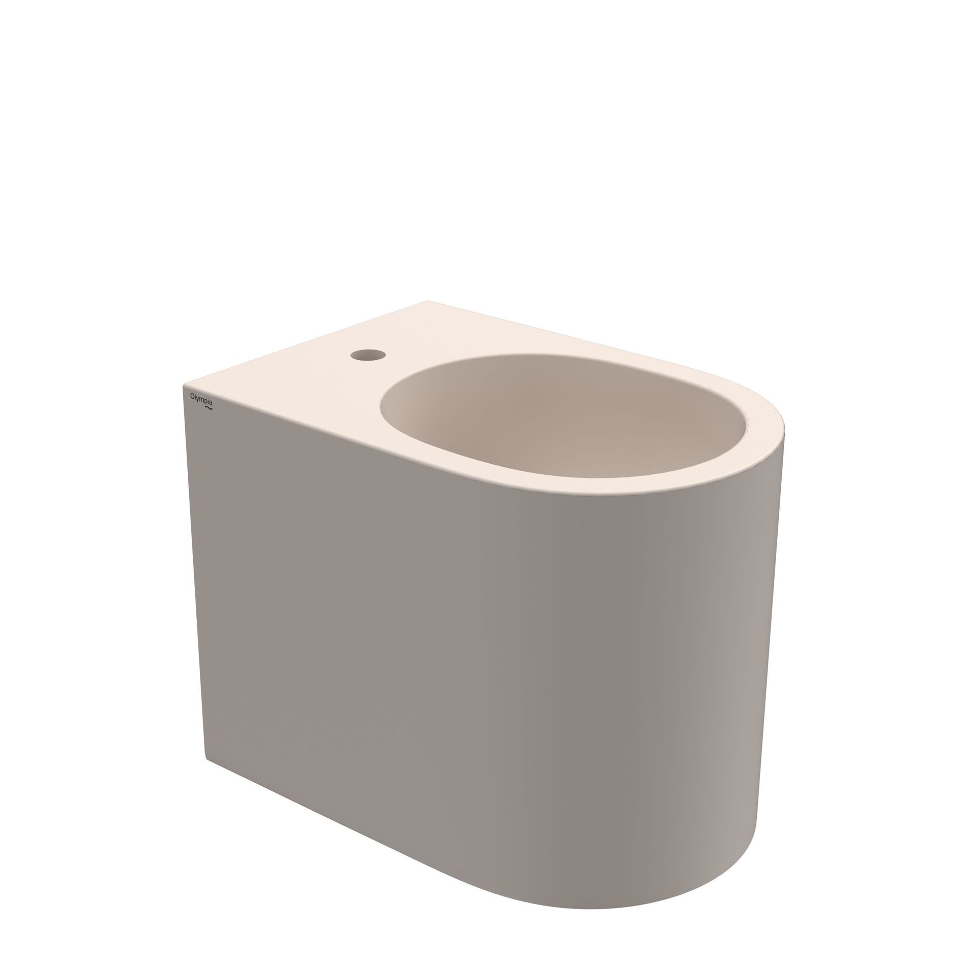 WC beige con apertura superiore circolare e piccolo foro sulla parte superiore