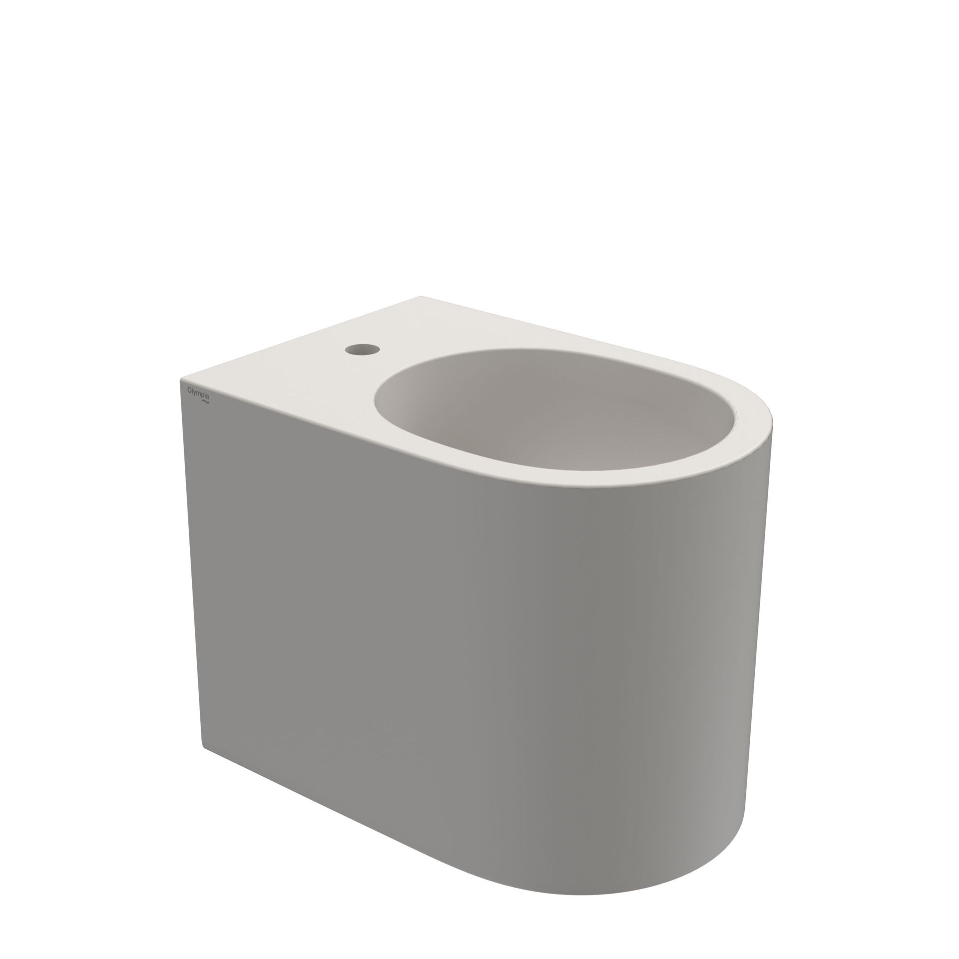 tazza del water con parte anteriore arrotondata e parte superiore aperta, mostrato su sfondo bianco.