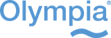 Il logo Olympia in testo blu con il simbolo di un marchio registrato e una grafica a onda stilizzata sotto la parola.