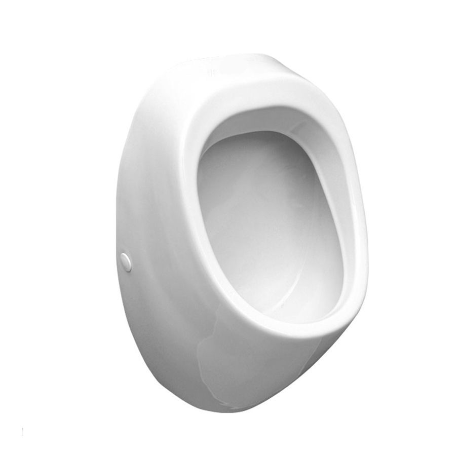Orinatoio in ceramica bianca su sfondo bianco.