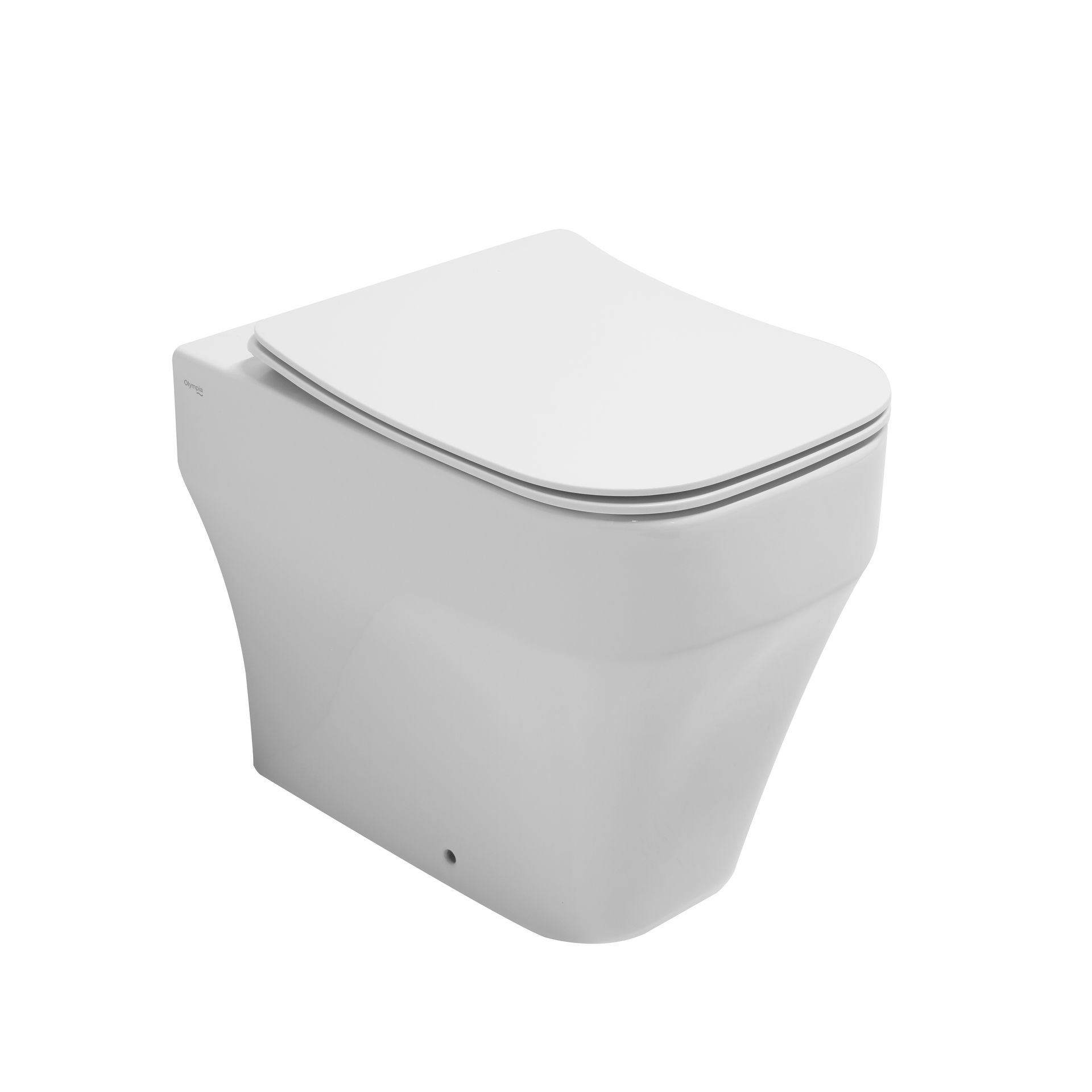 WC moderno bianco sospeso con coperchio chiuso su sfondo neutro