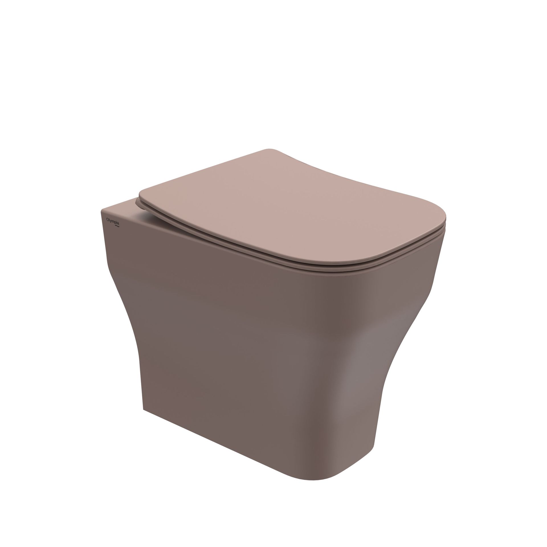 WC moderno beige con coperchio chiuso su sfondo bianco