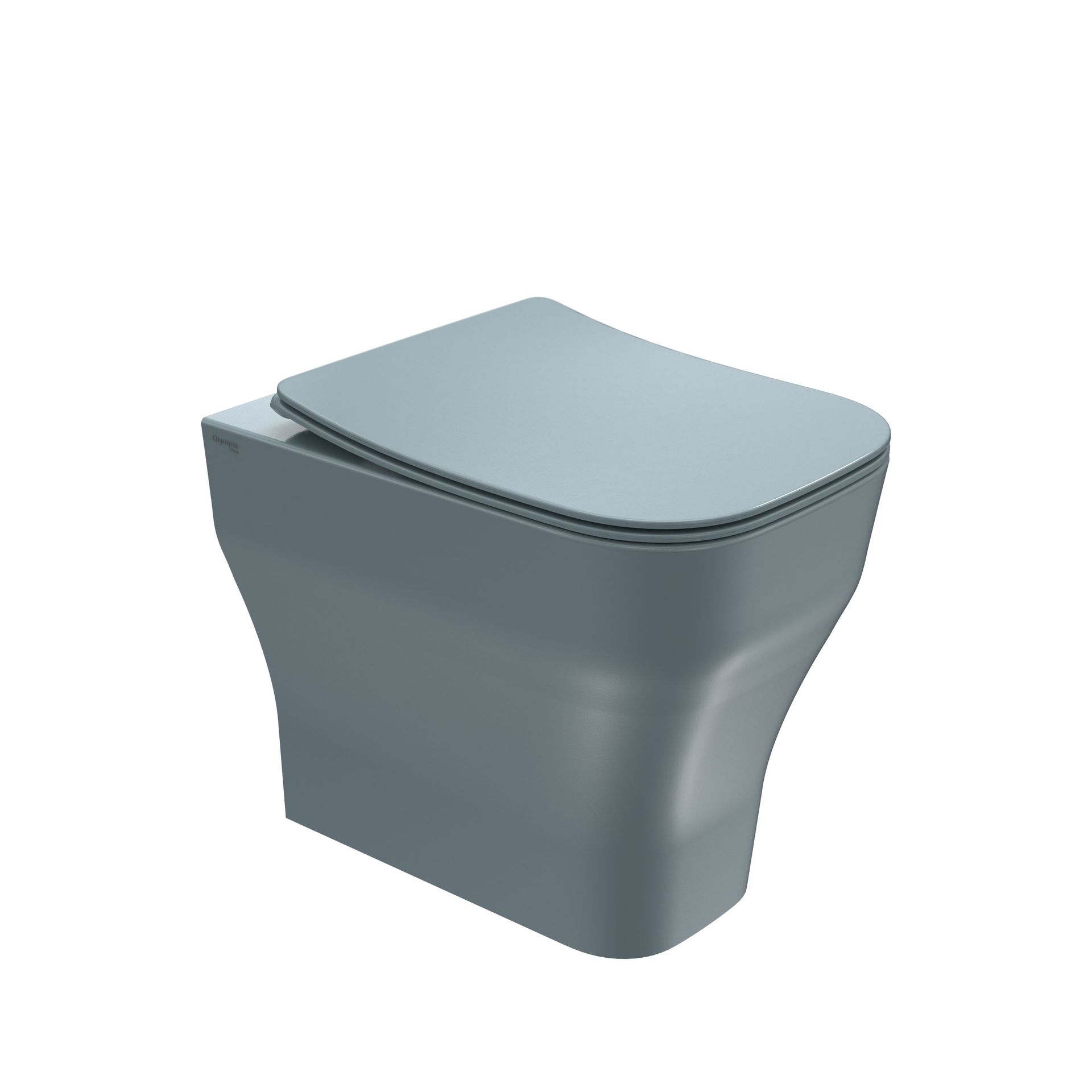 WC moderno grigio a parete con coperchio chiuso.
