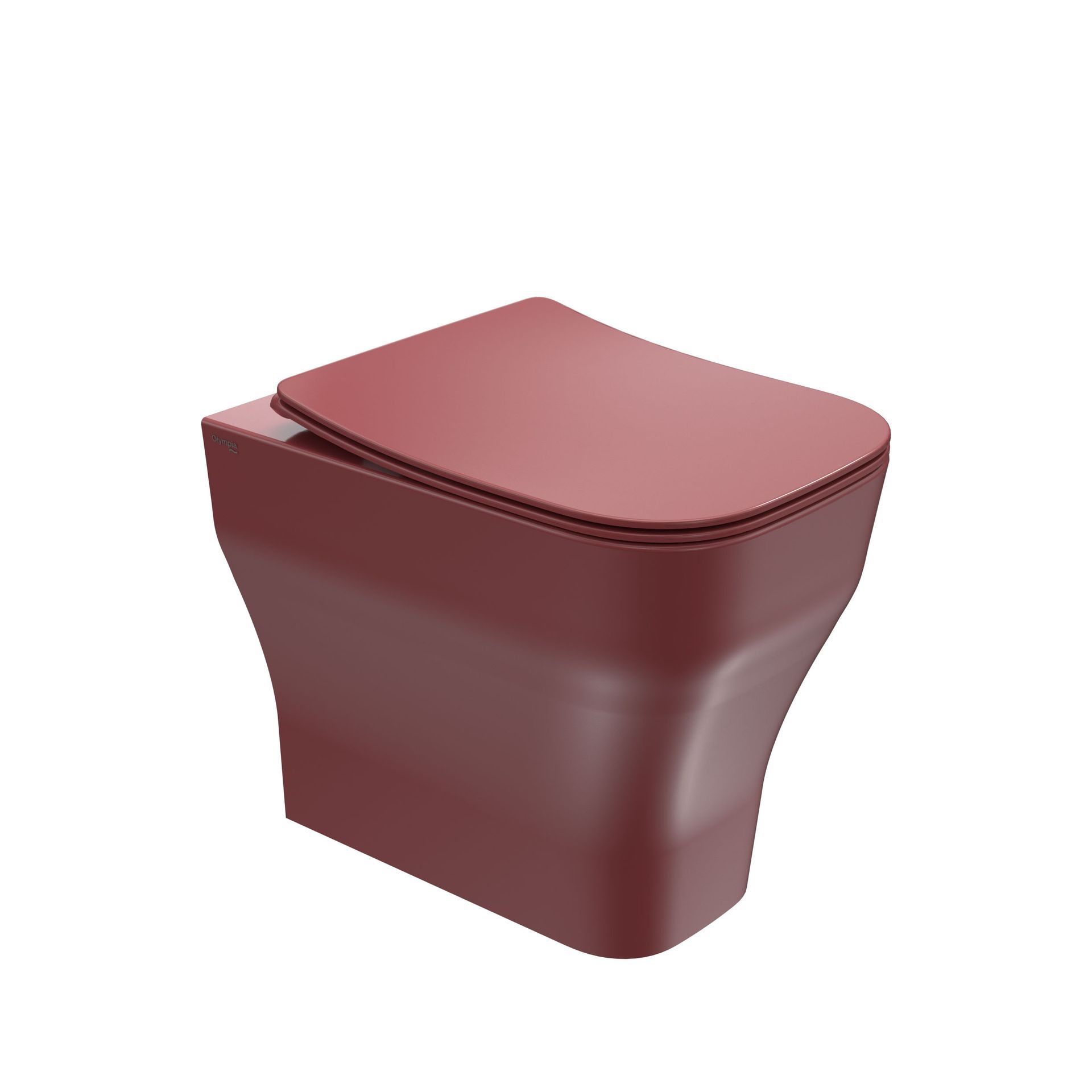 WC moderno color bordeaux con coperchio chiuso, mostrato su sfondo bianco.