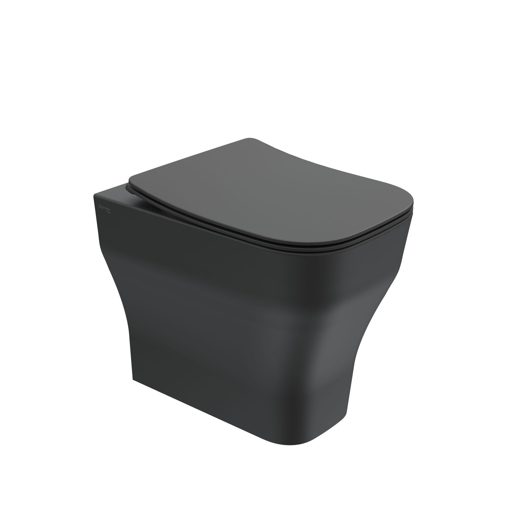 WC moderno nero con coperchio chiuso su sfondo bianco