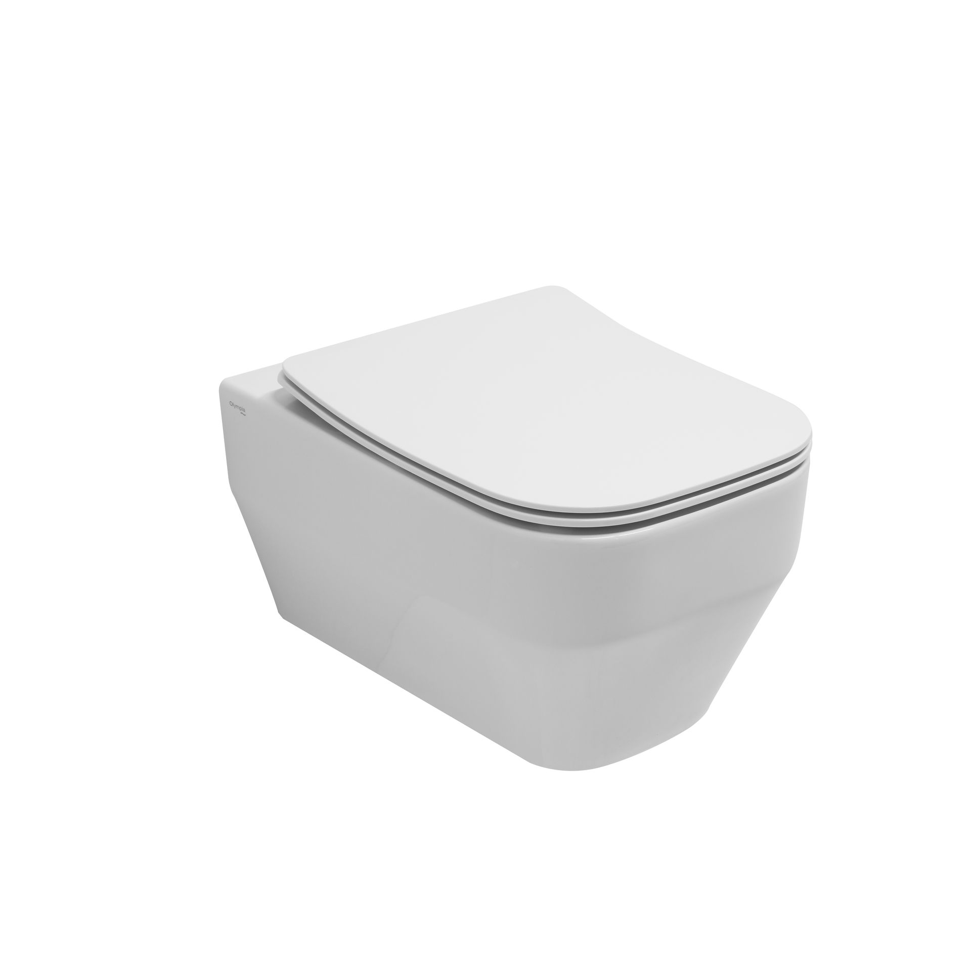 WC moderno bianco a parete con coperchio.