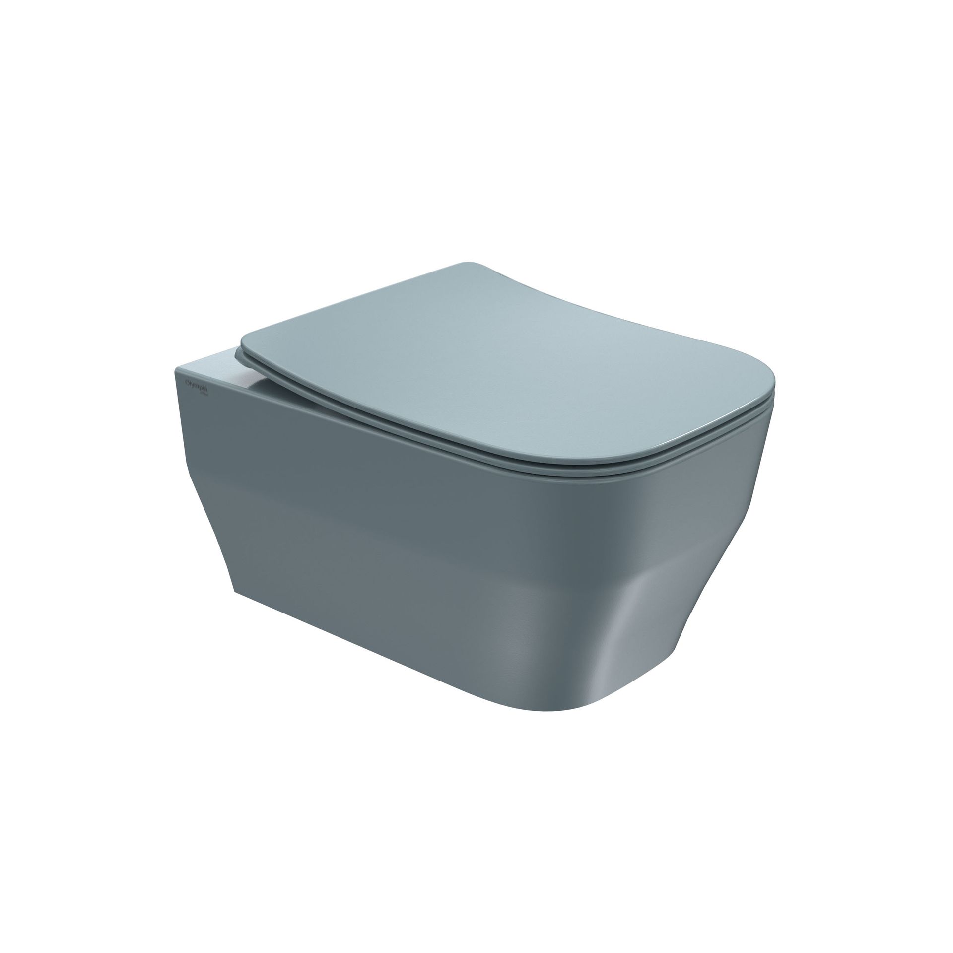 WC moderno grigio sospeso con coperchio chiuso su sfondo bianco.