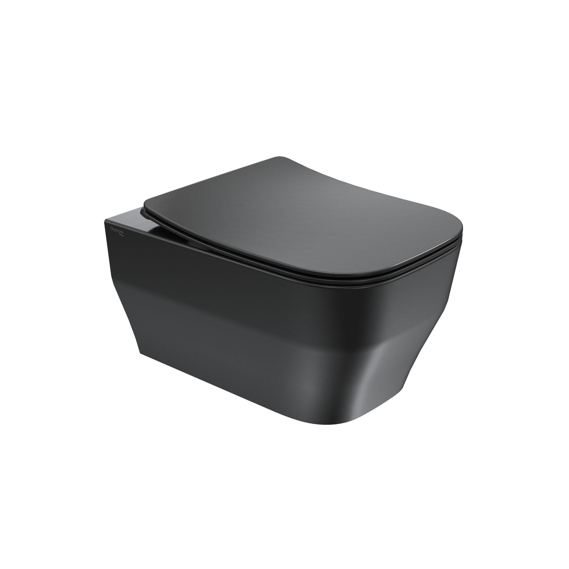 Vaso WC moderno nero su sfondo bianco