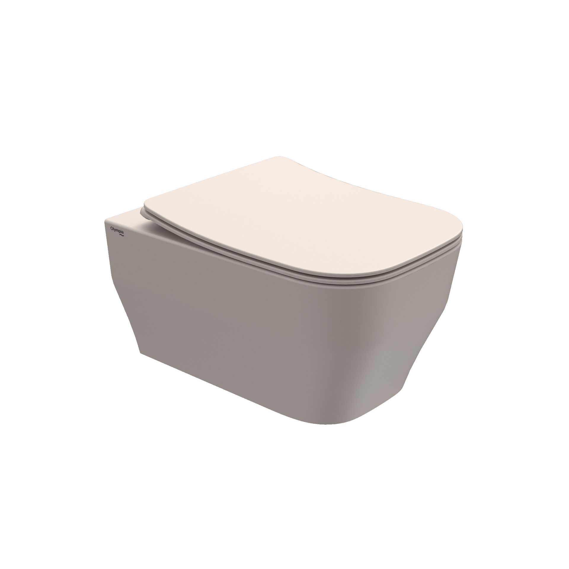 WC compatto grigio a parete con coperchio beige chiuso.
