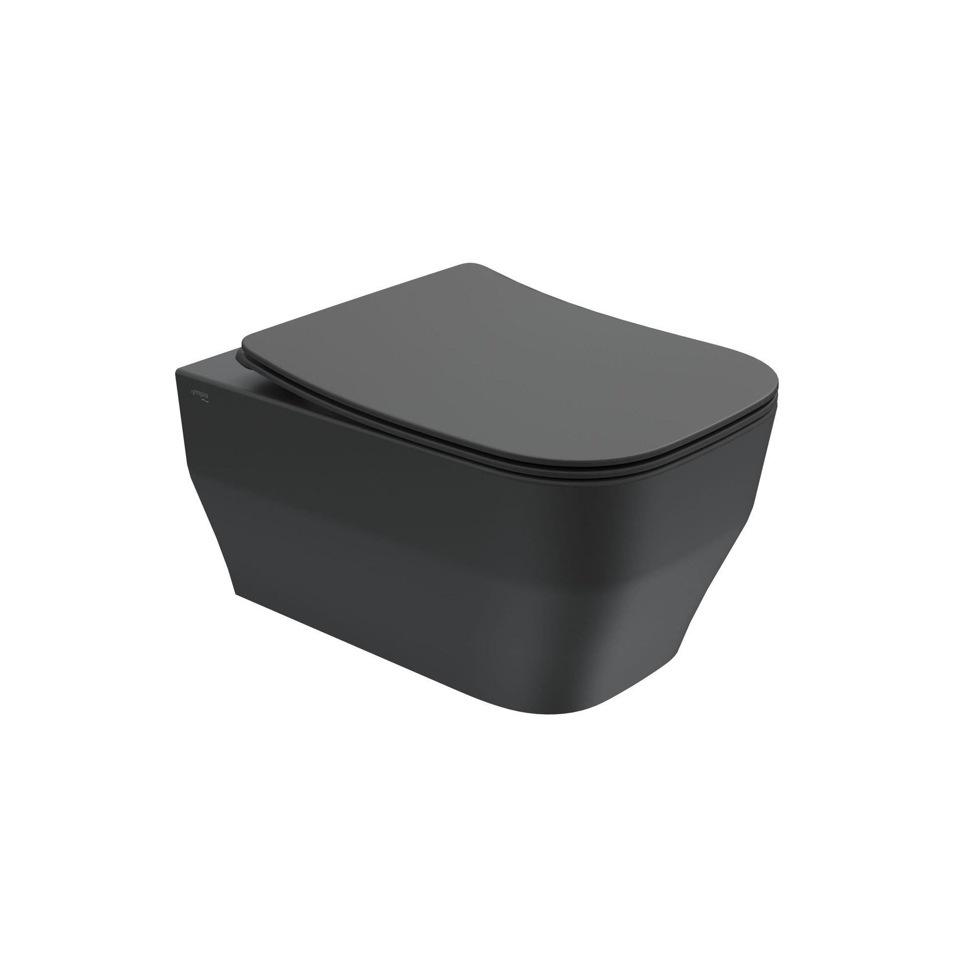WC moderno nero con coperchio chiuso su sfondo bianco.