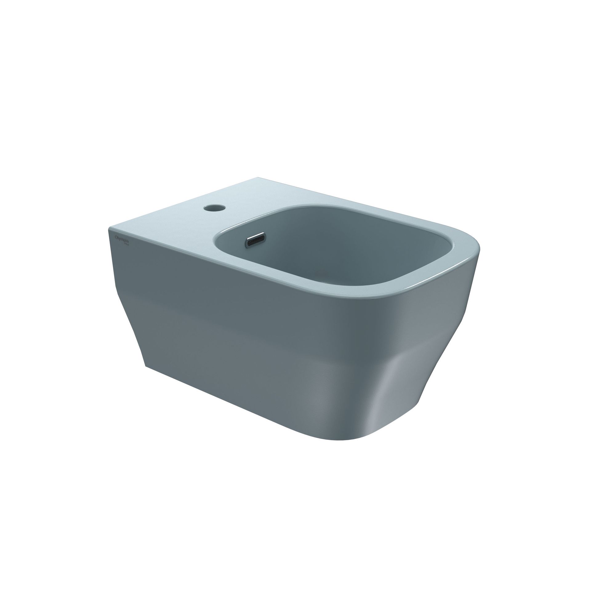 Toilette in ceramica grigia su sfondo bianco