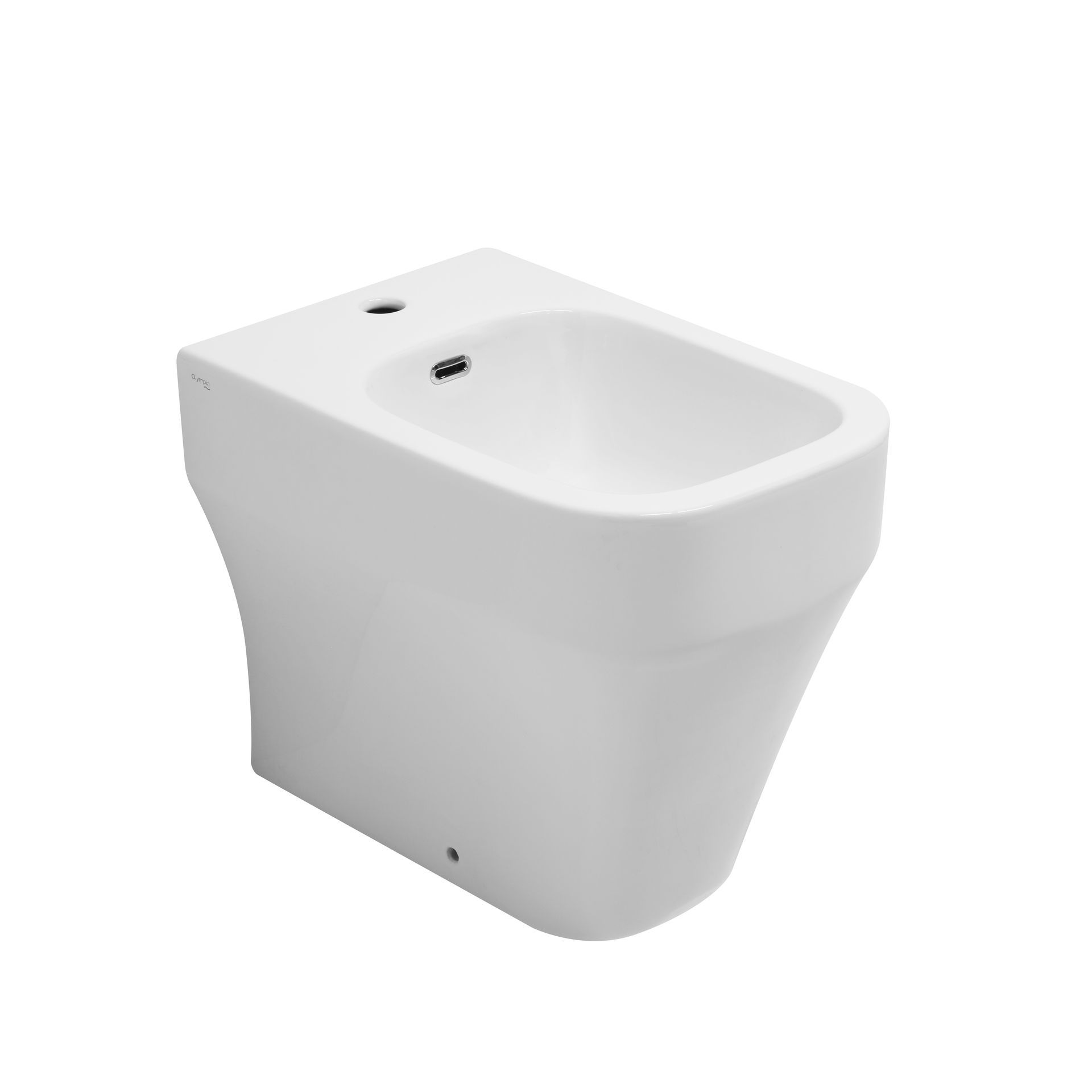 Bidet moderno bianco a parete su sfondo neutro