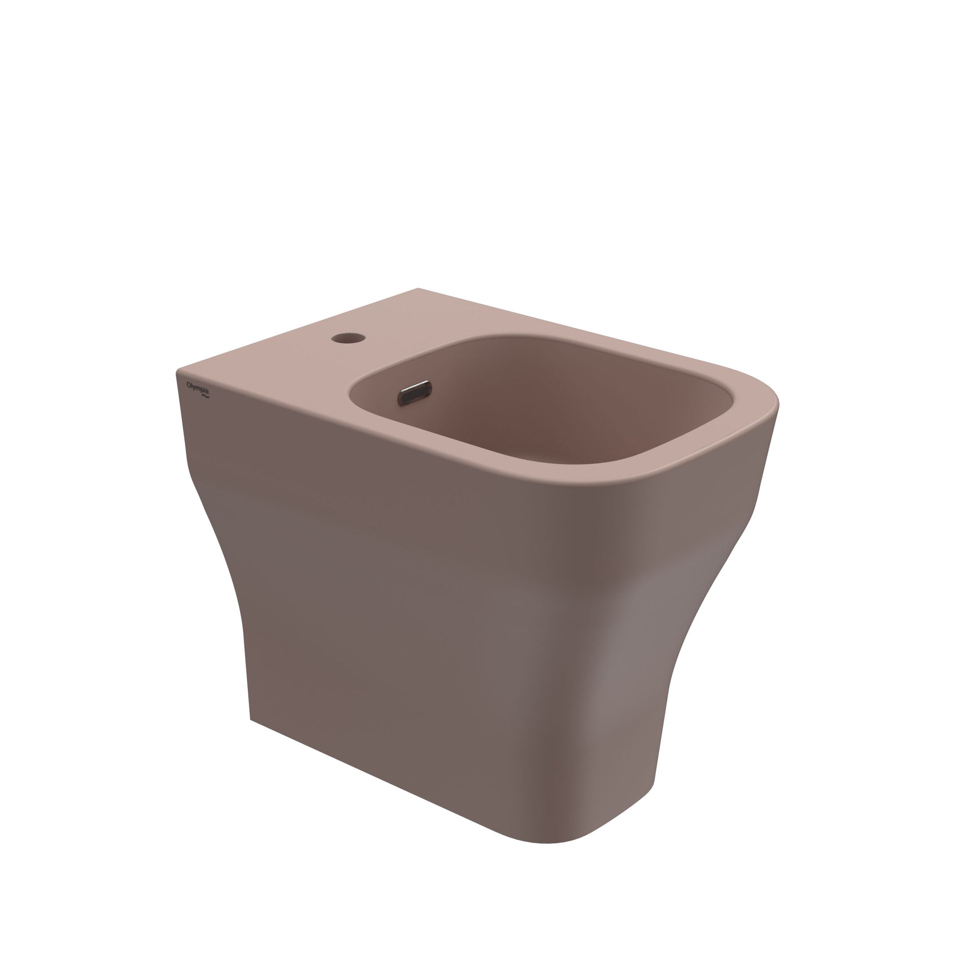 WC in ceramica marrone dal design moderno e curvo, mostrato su sfondo bianco.