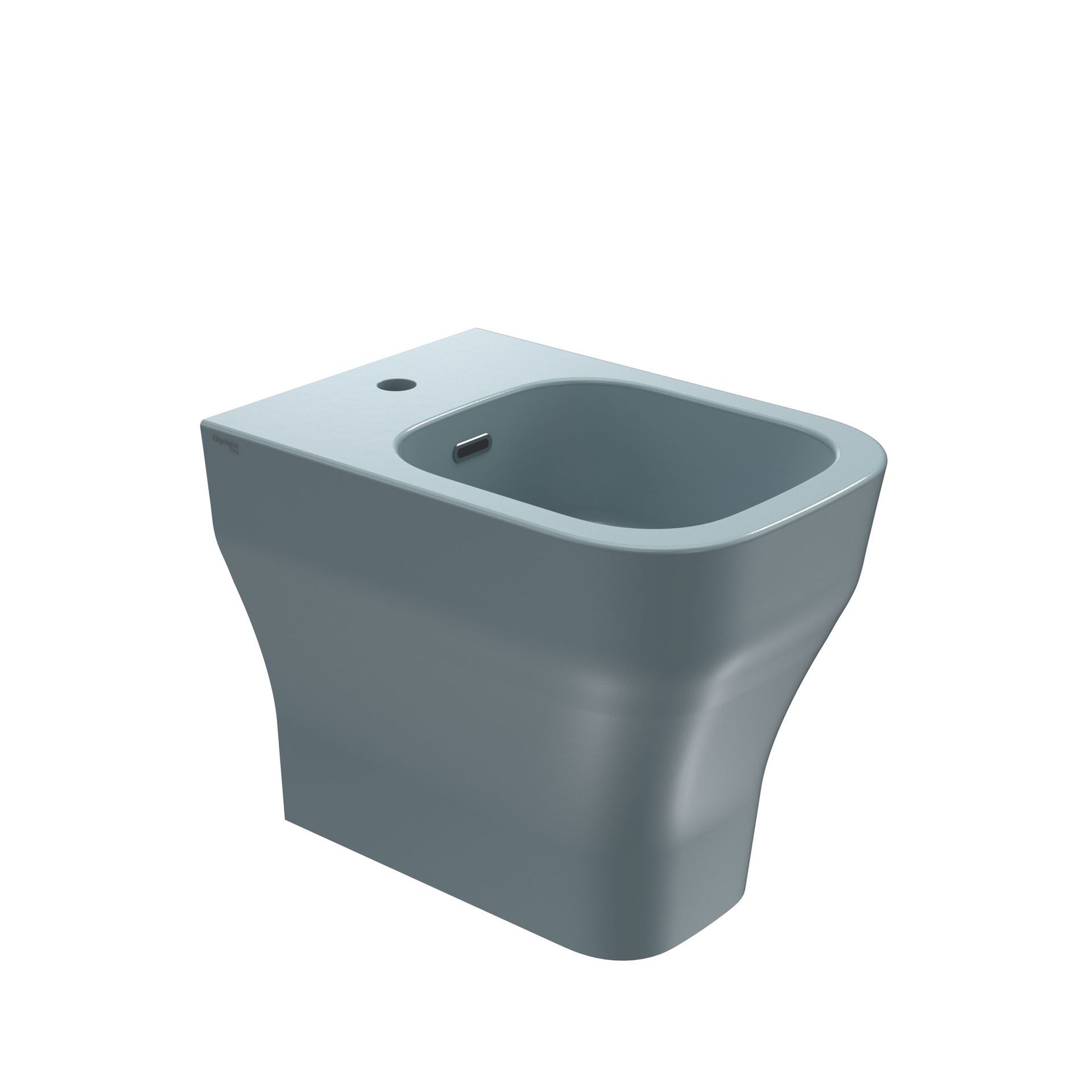 WC moderno grigio su sfondo bianco