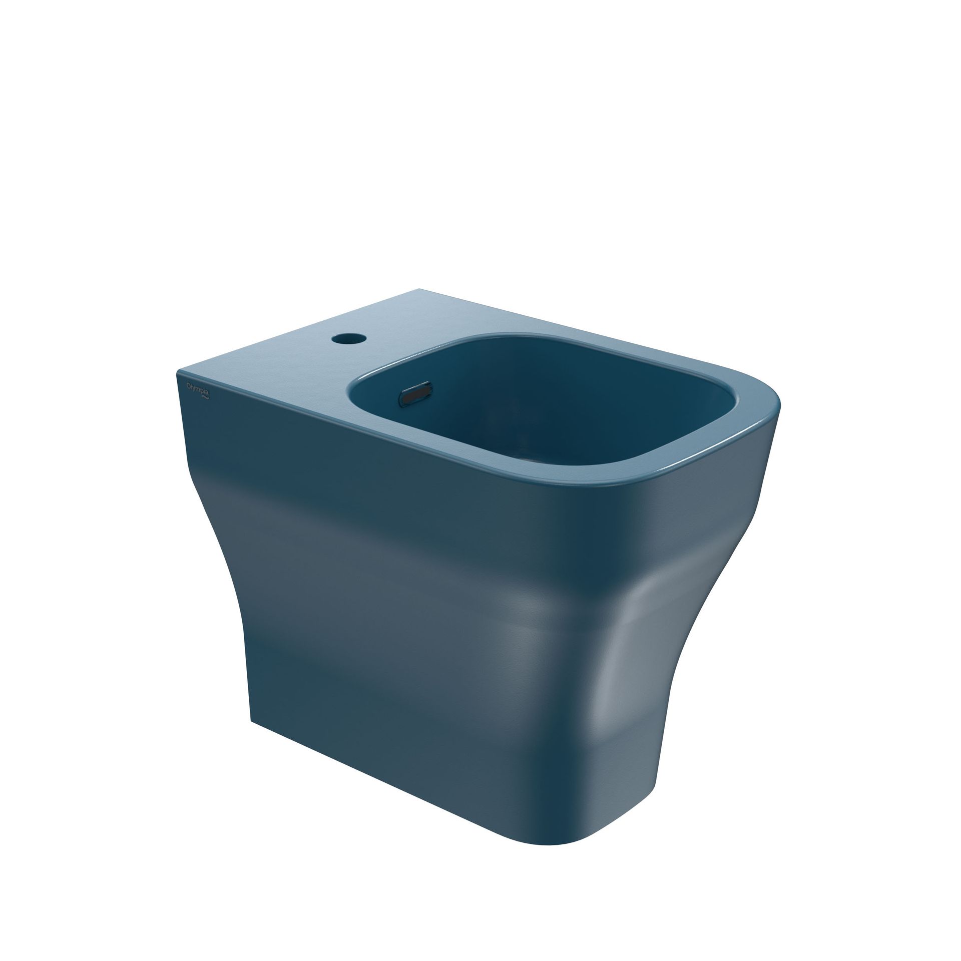 WC moderno blu con lavabo integrato nella parte superiore