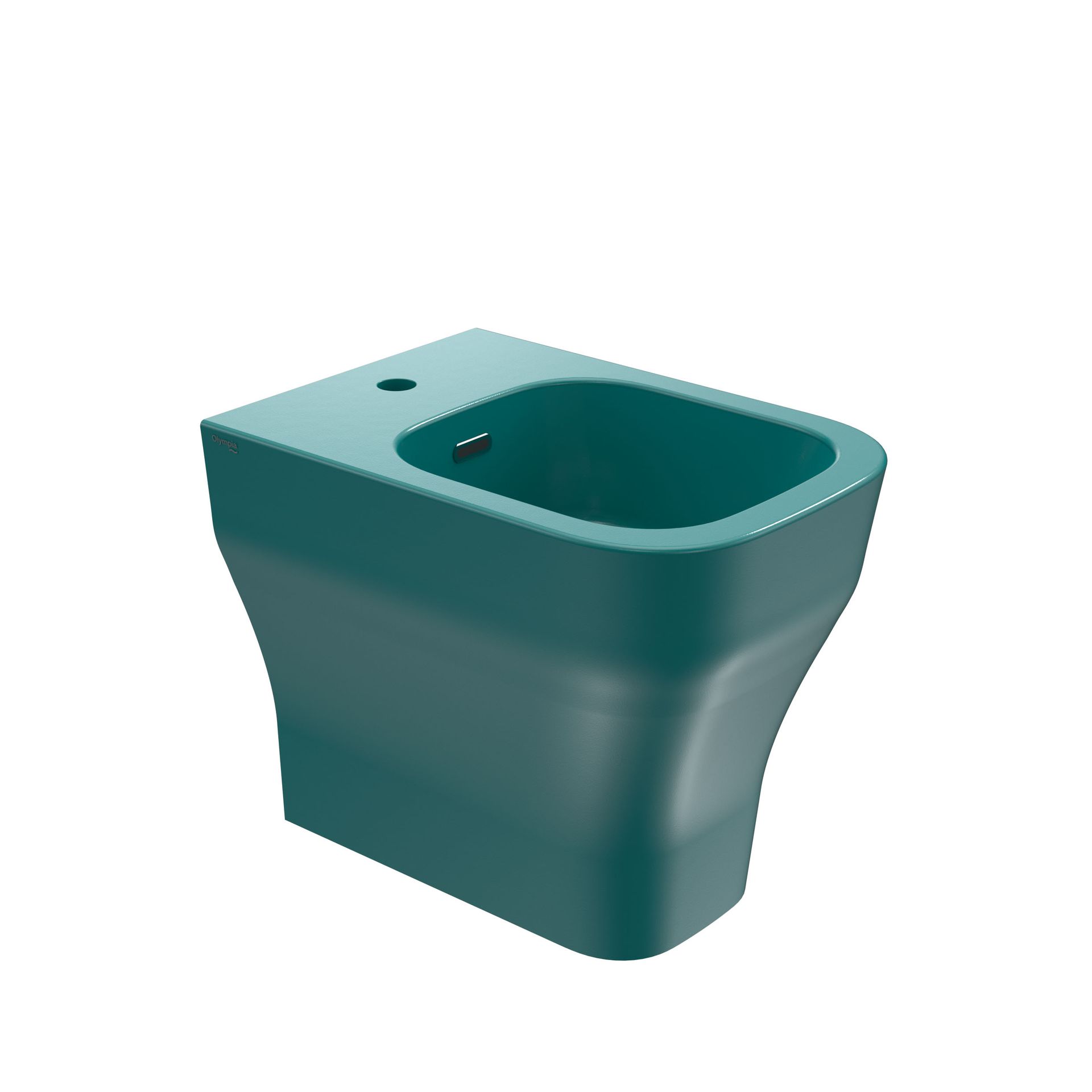 WC in ceramica color verde acqua dal design moderno e arrotondato.