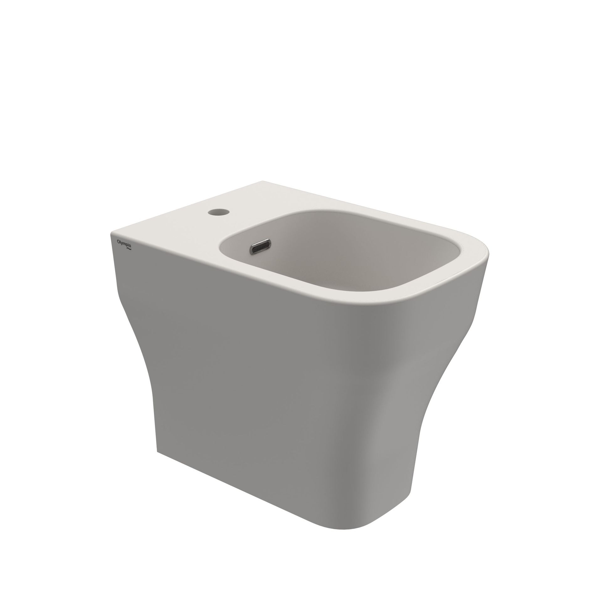 WC moderno bianco con cassetta di scarico quadrata e tazza arrotondata, mostrato su sfondo neutro.