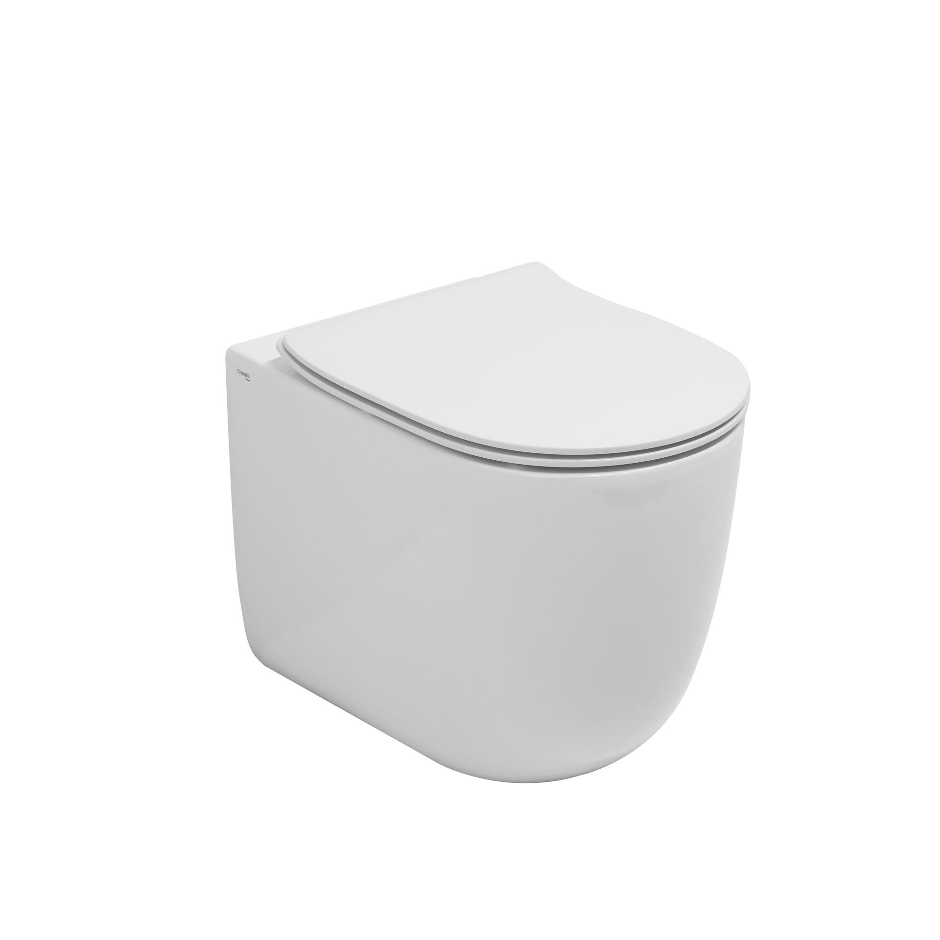 WC moderno bianco a parete con coperchio.