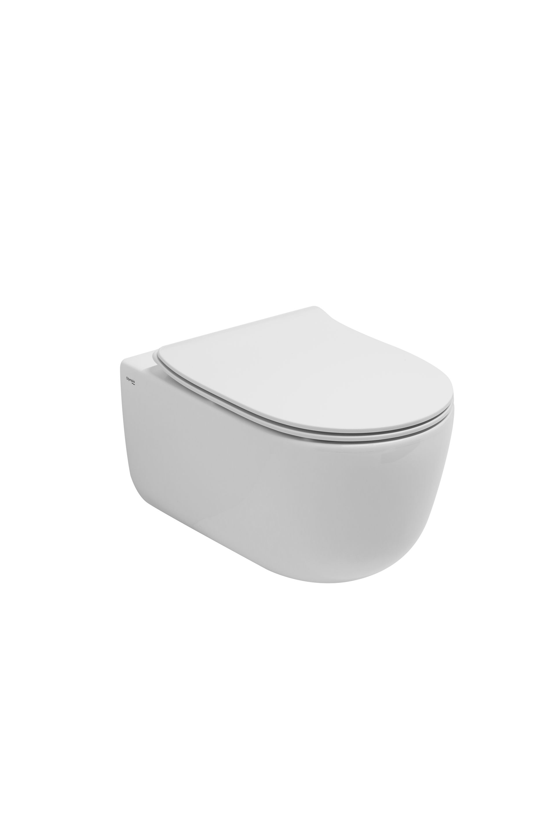WC bianco sospeso con coperchio chiuso.