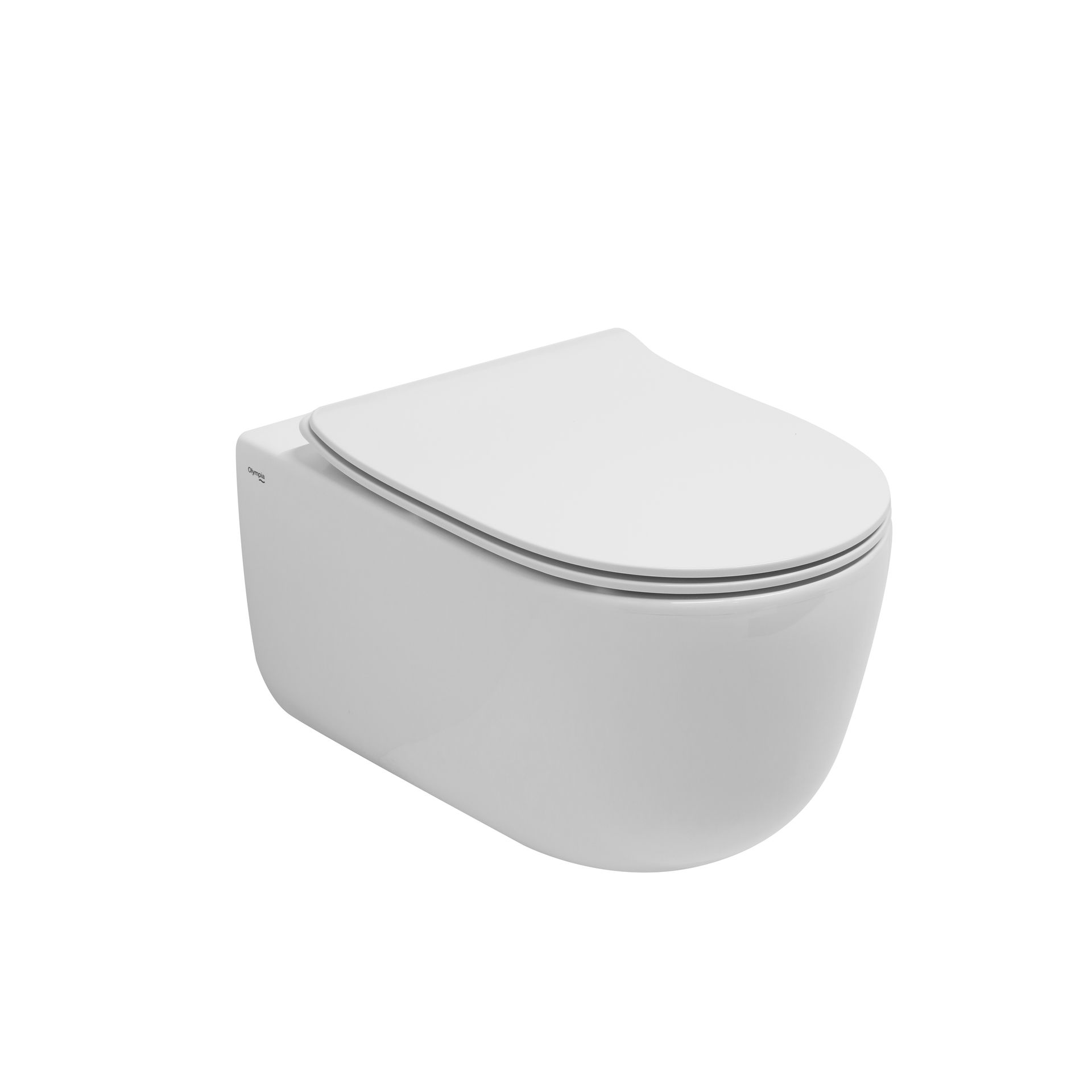 WC sospeso bianco con coperchio chiuso su sfondo neutro.