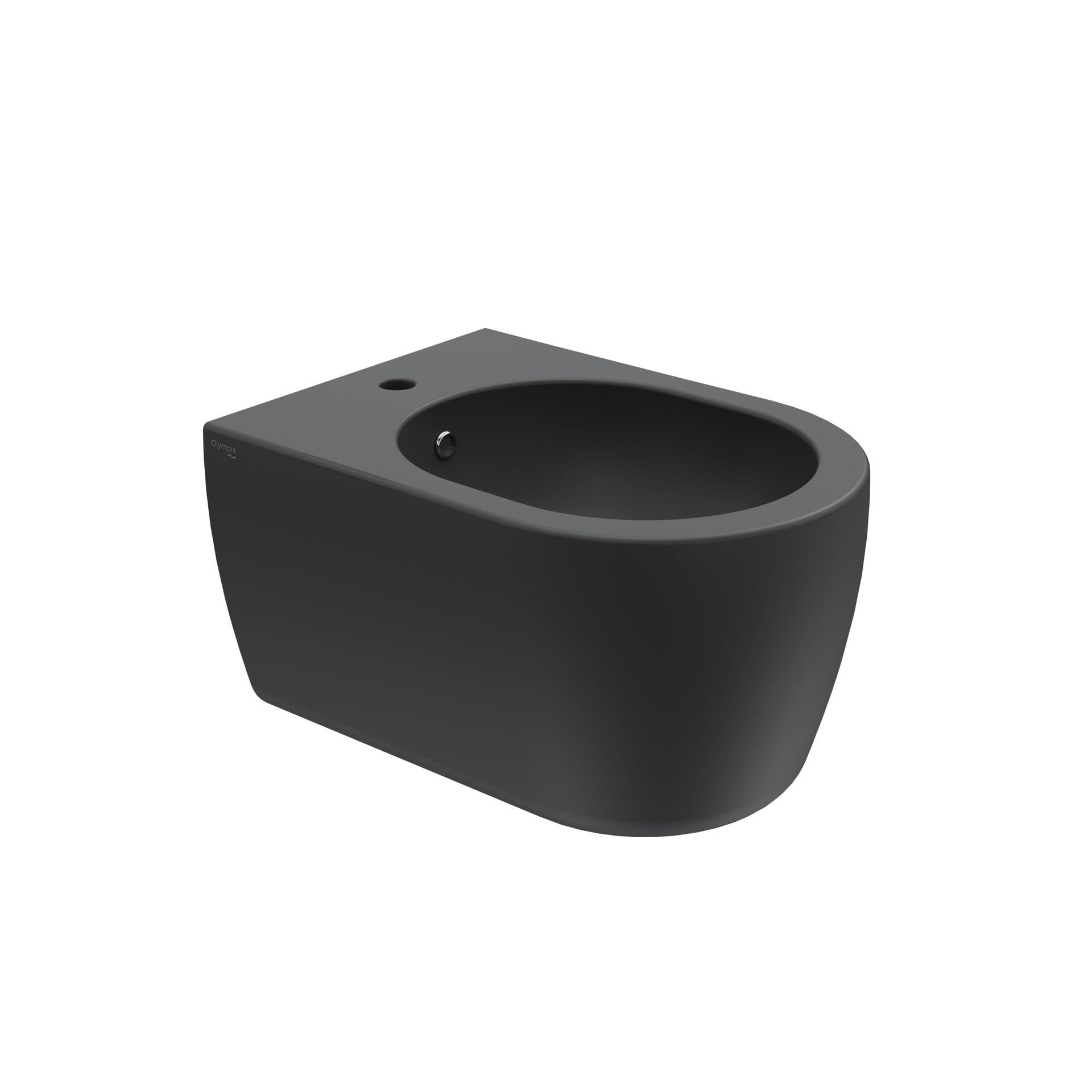 Vaso WC moderno nero su sfondo bianco