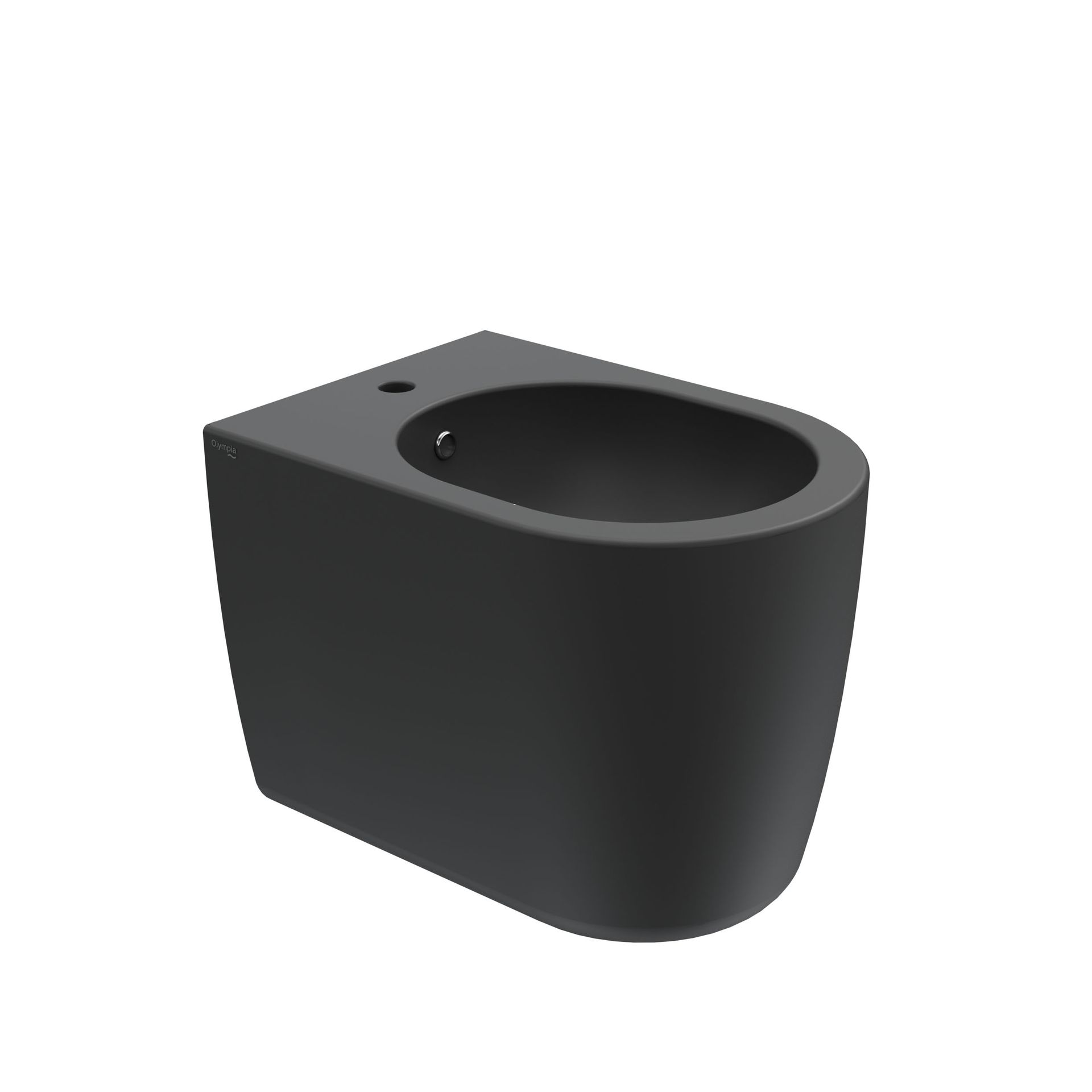 Vaso WC moderno nero su sfondo bianco