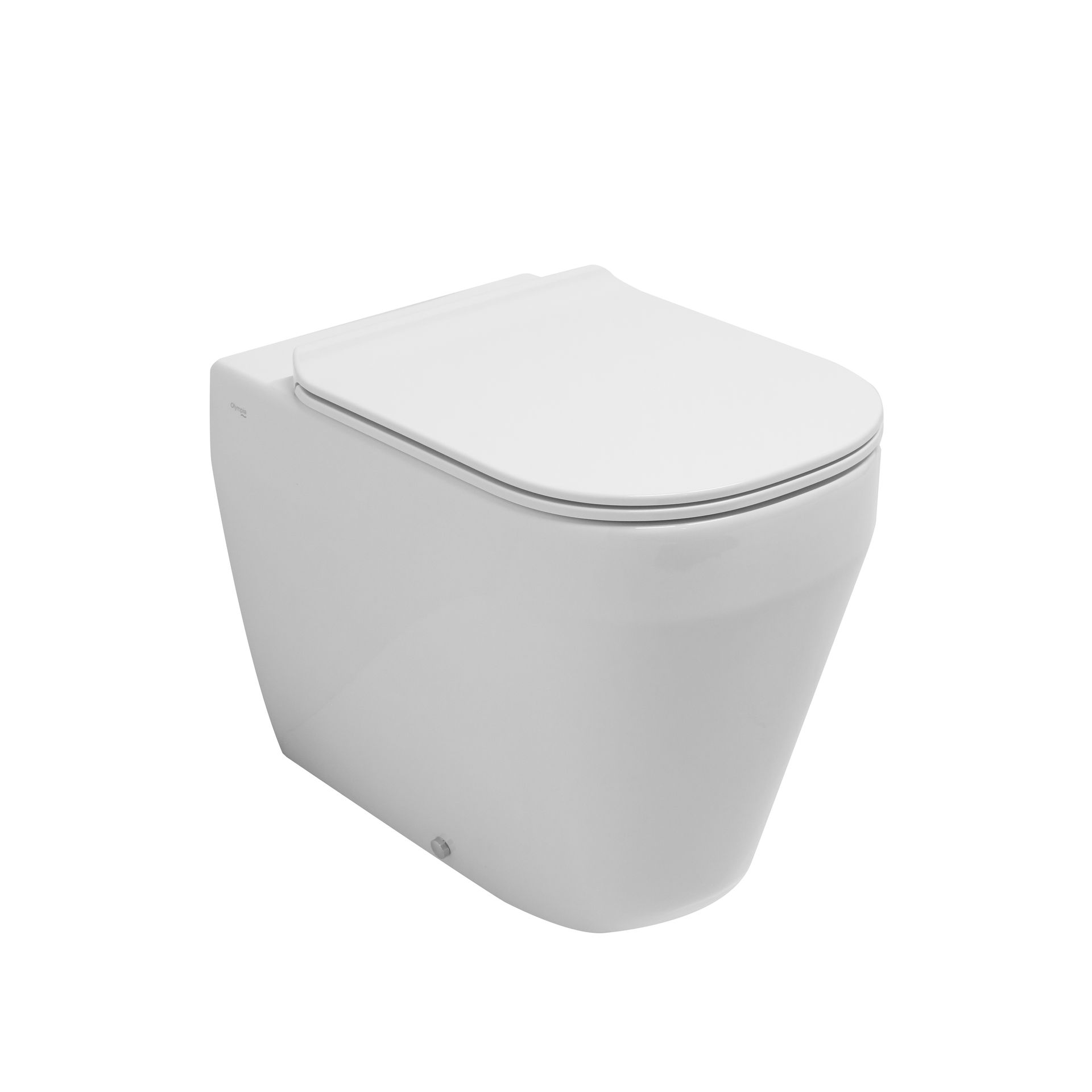 WC moderno bianco con coperchio chiuso su sfondo neutro