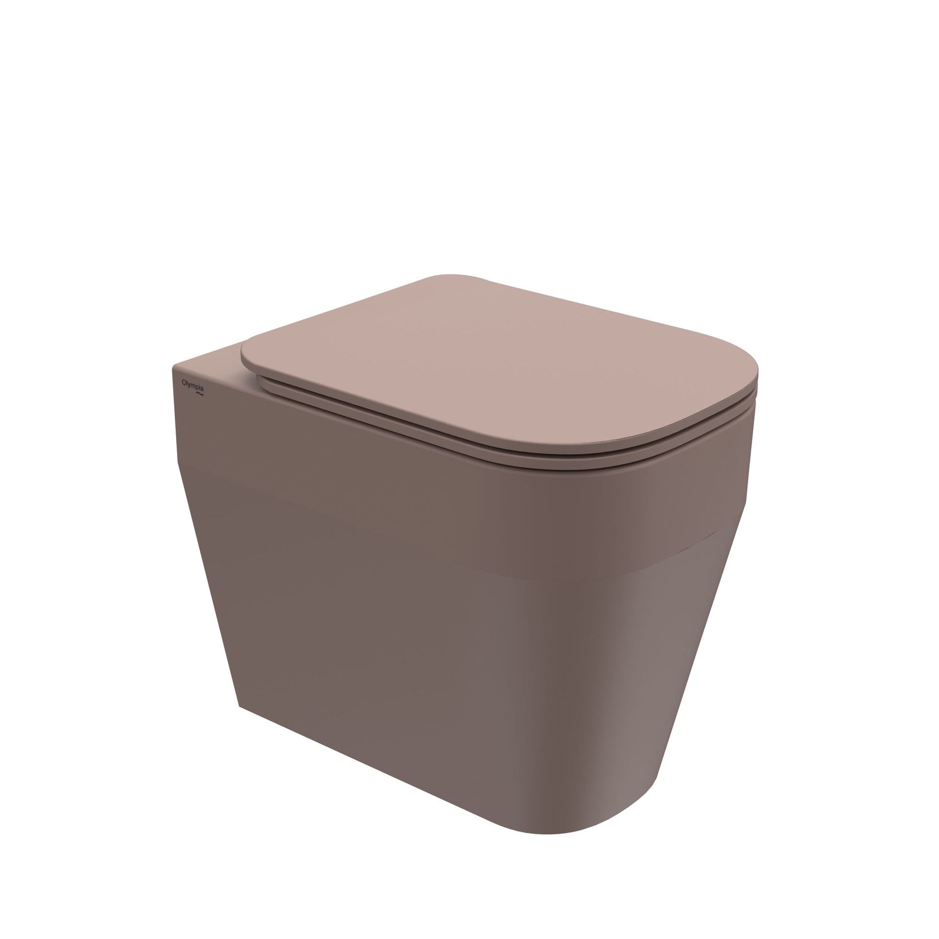 WC moderno marrone con coperchio chiuso su sfondo bianco.