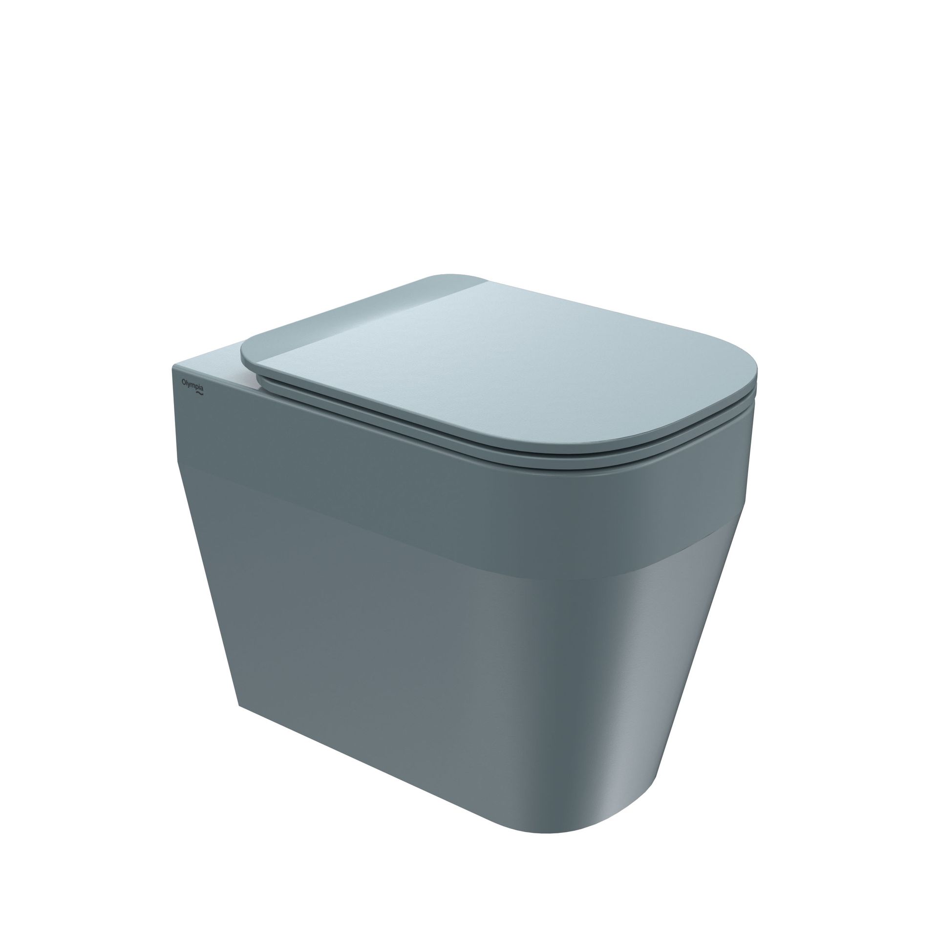WC moderno grigio a parete con coperchio.