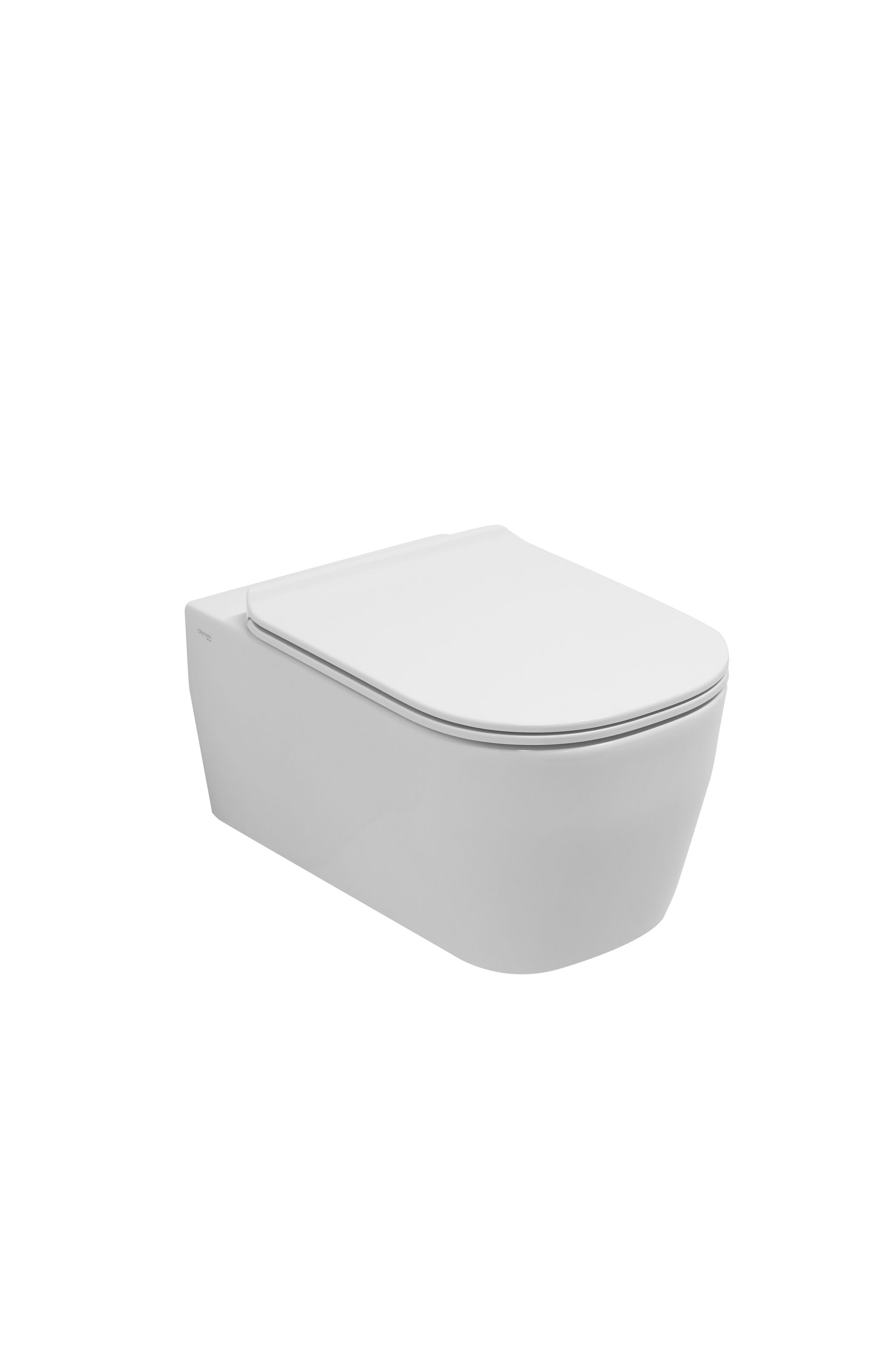 WC bianco sospeso con coperchio chiuso.