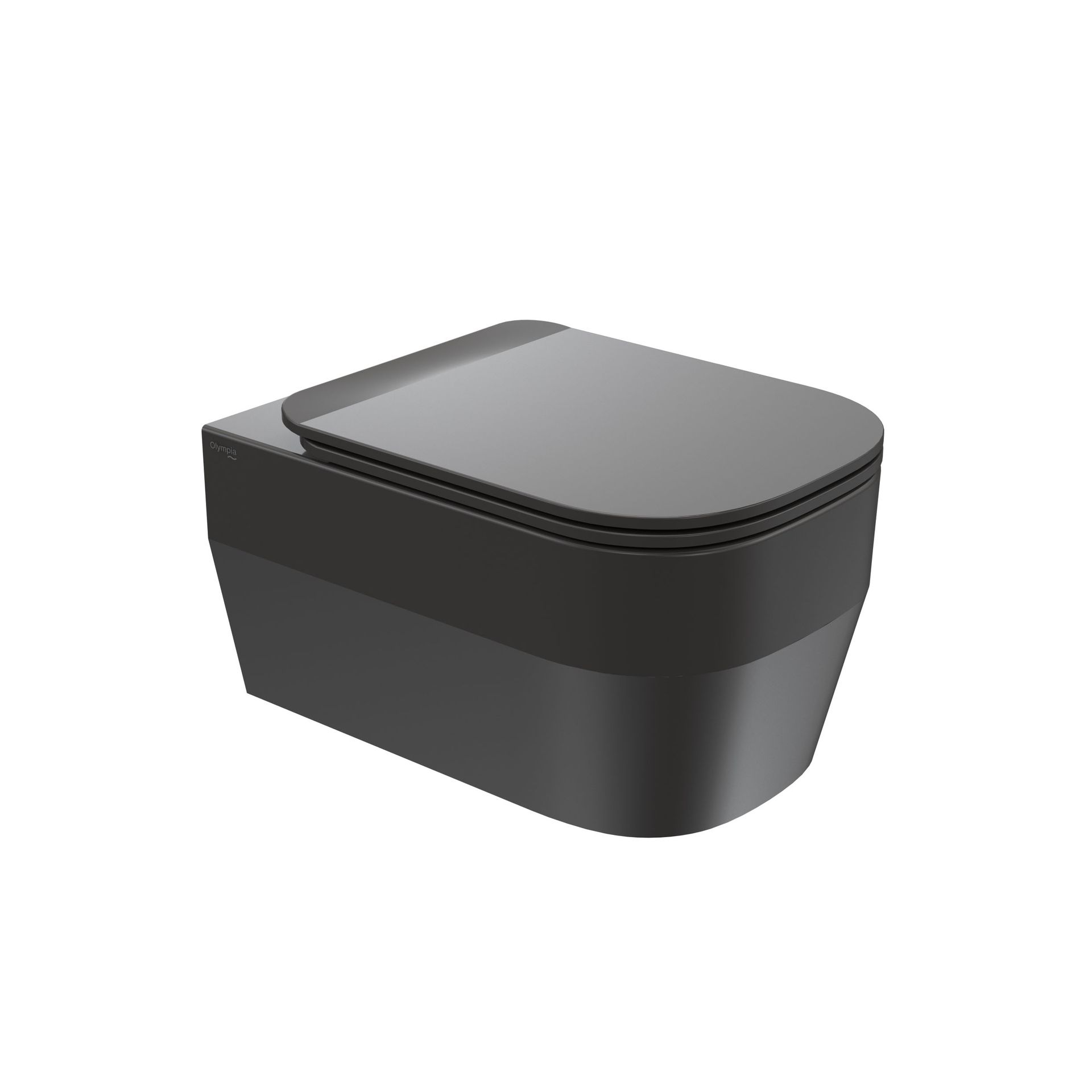 WC moderno nero con coperchio chiuso su sfondo bianco.