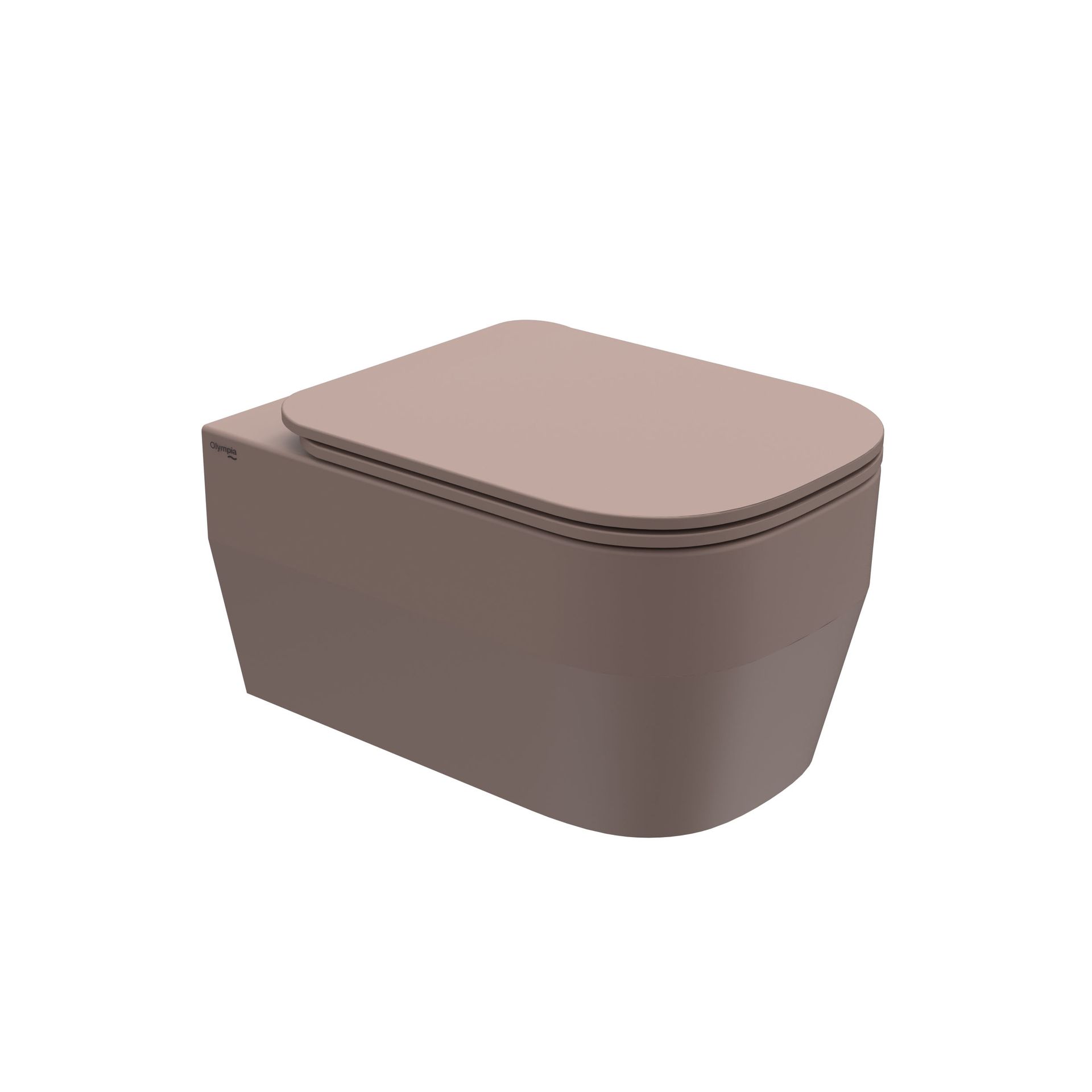 WC moderno beige con coperchio chiuso su sfondo bianco