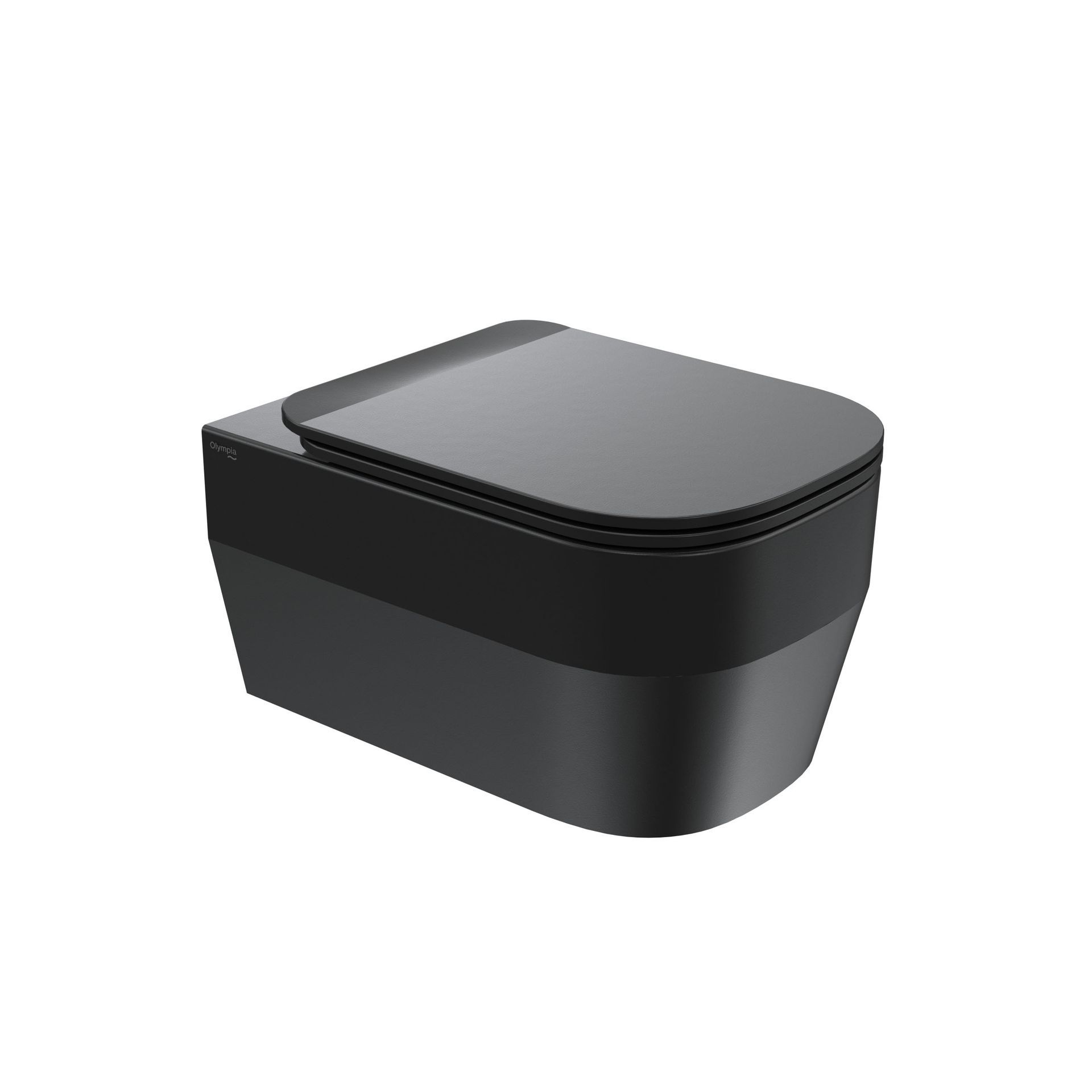 WC moderno nero con coperchio chiuso su sfondo bianco.
