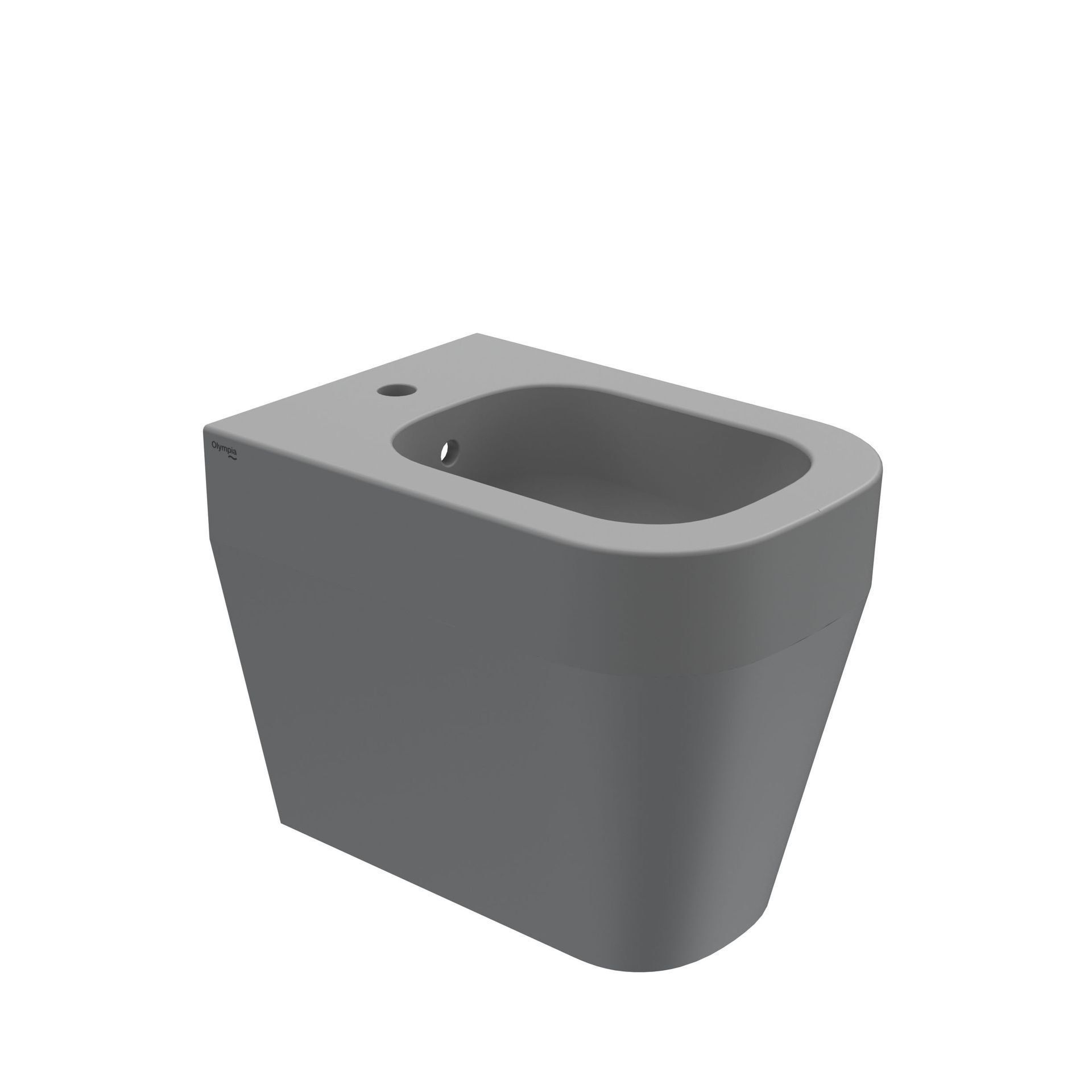 WC moderno grigio su sfondo bianco
