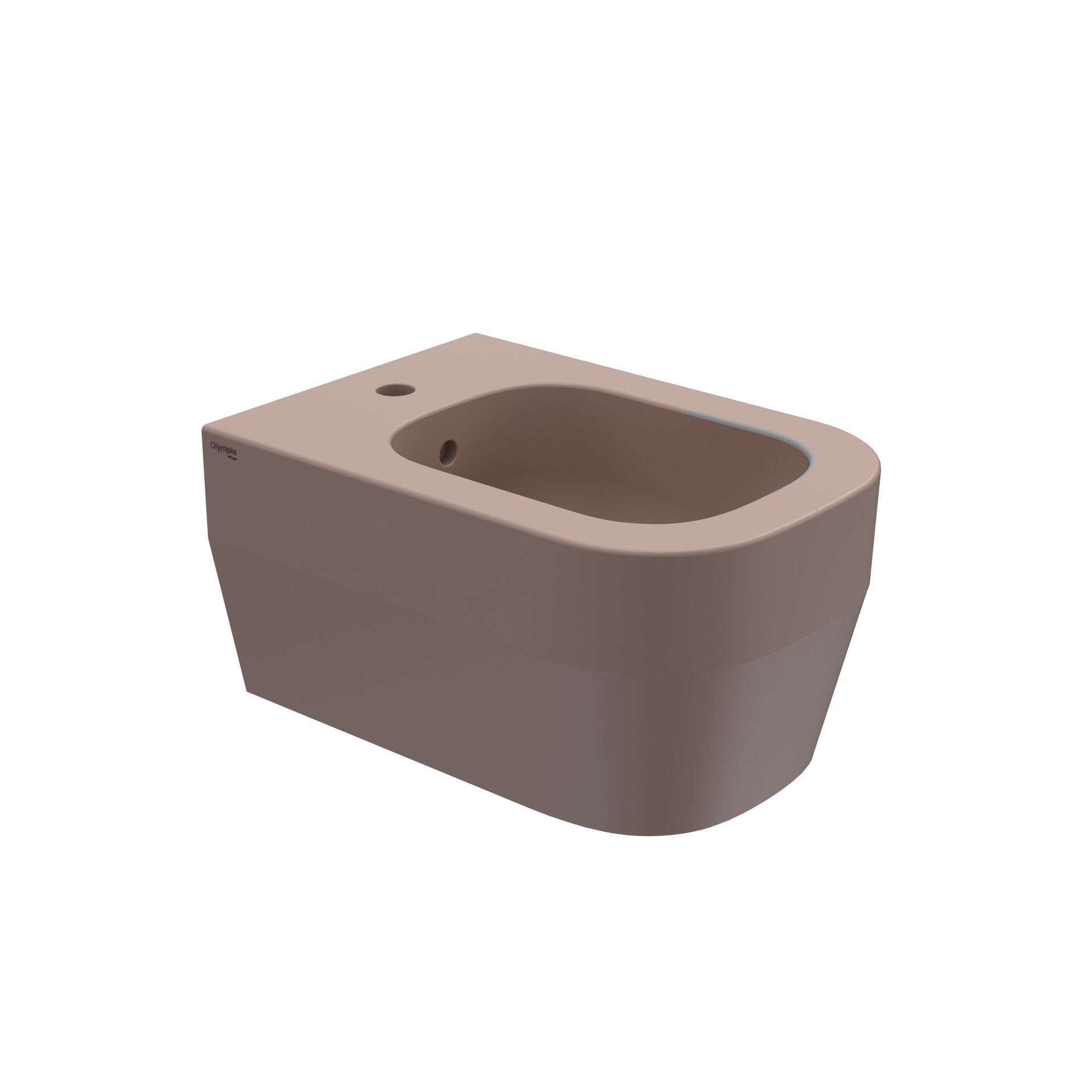 WC sospeso marrone su sfondo bianco
